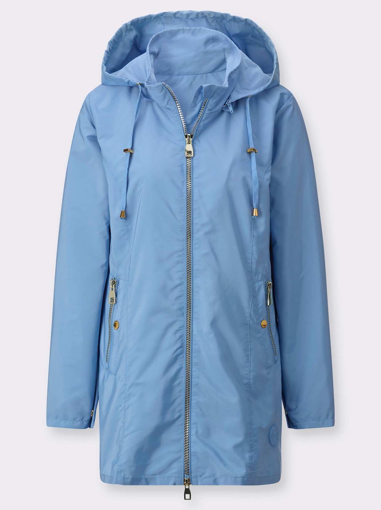 Übergangsjacke mit Tunnelzug auf Taillenhöhe hinten - himmelblau