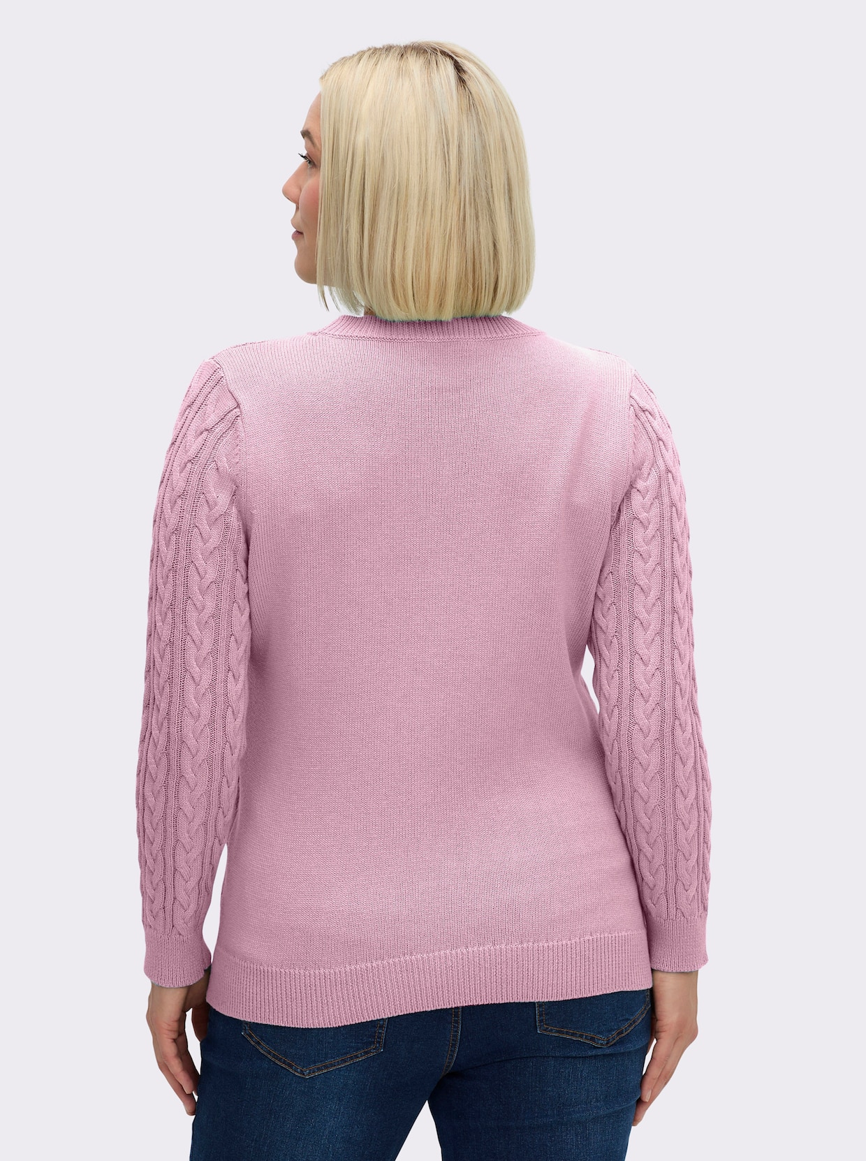 Strickpullover mit Zopfmuster - altrosé