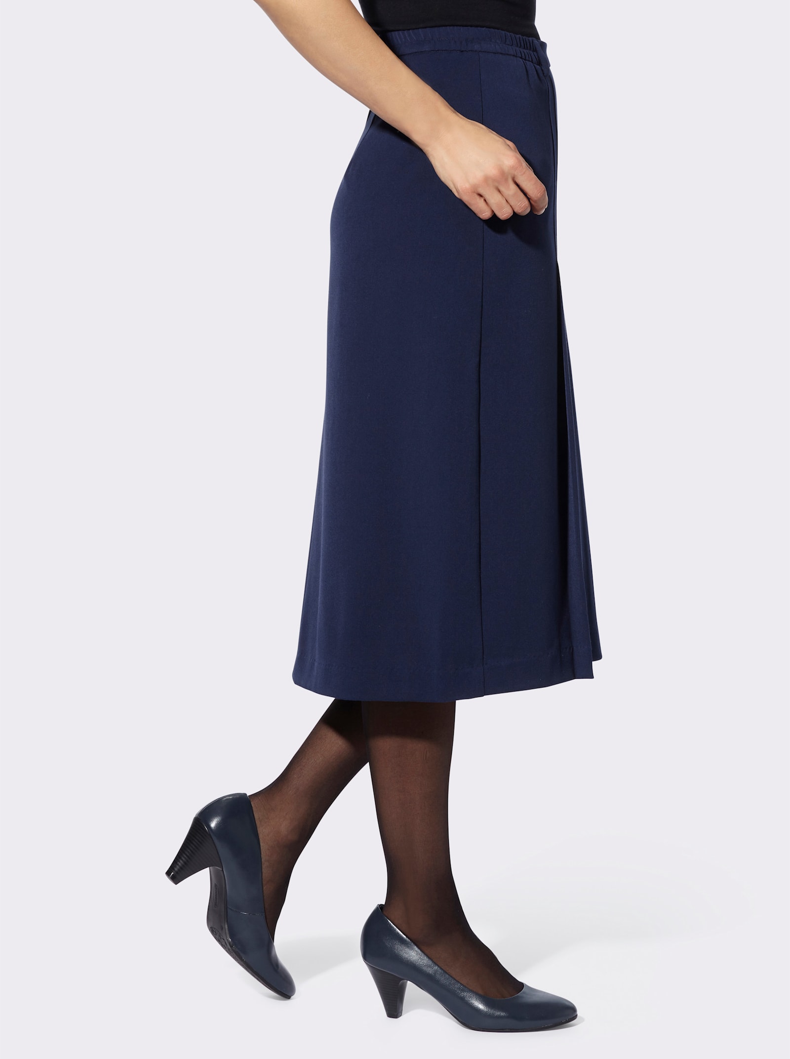 Plooirok met wooltouch-effect - marine
