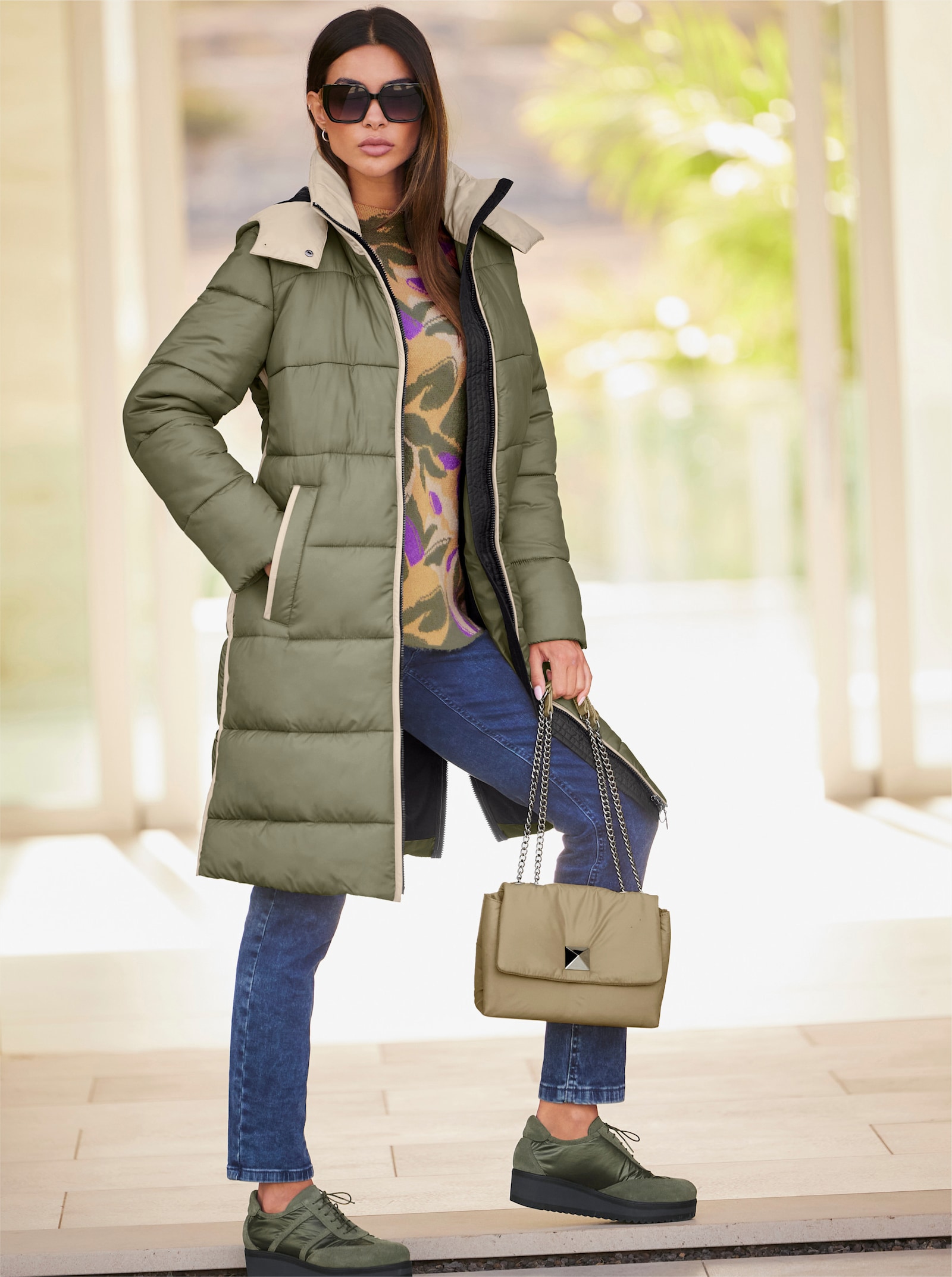 heine Wintermantel mit Steppung - khaki