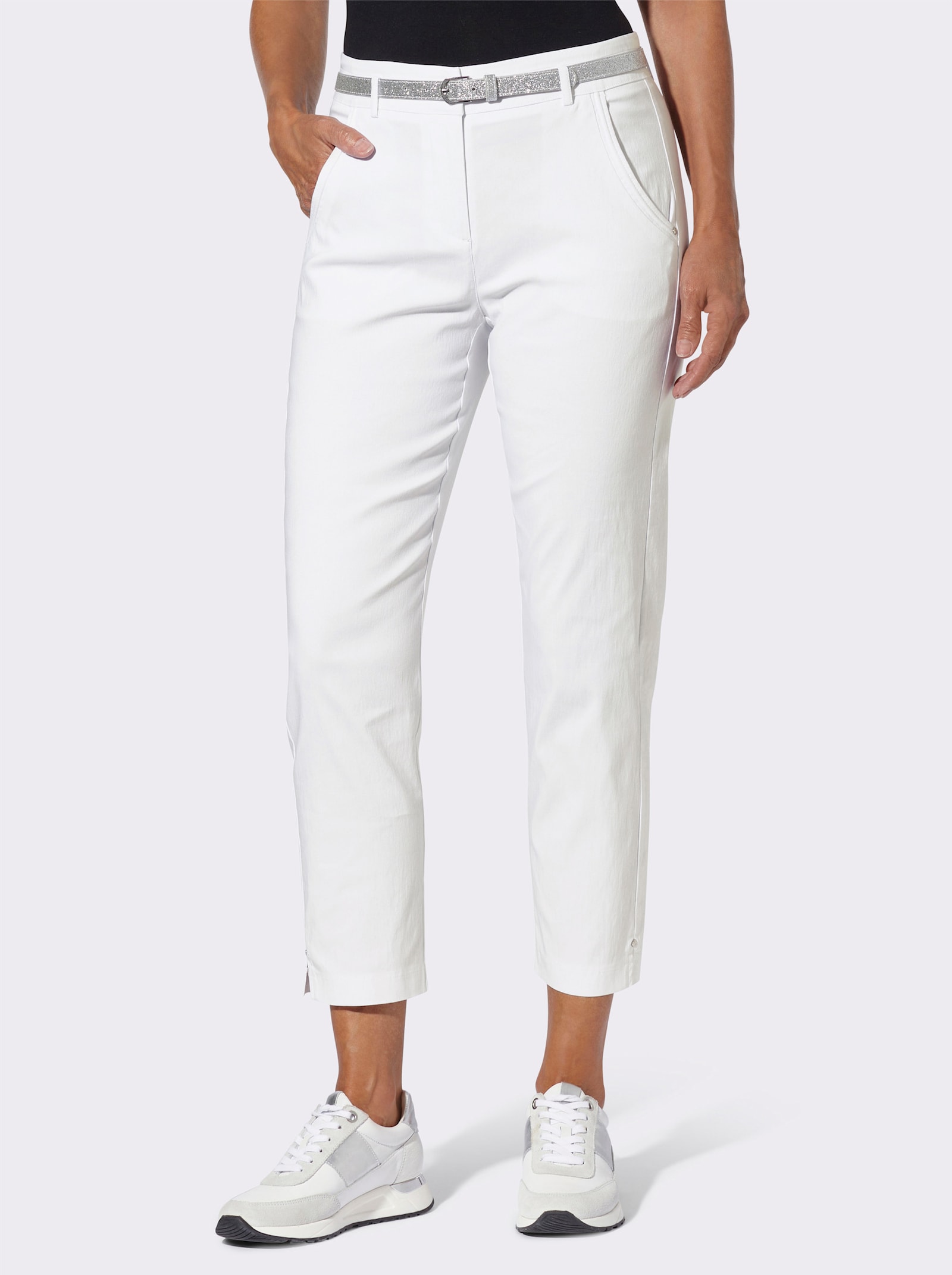 7/8 džínsy + opasok - biela