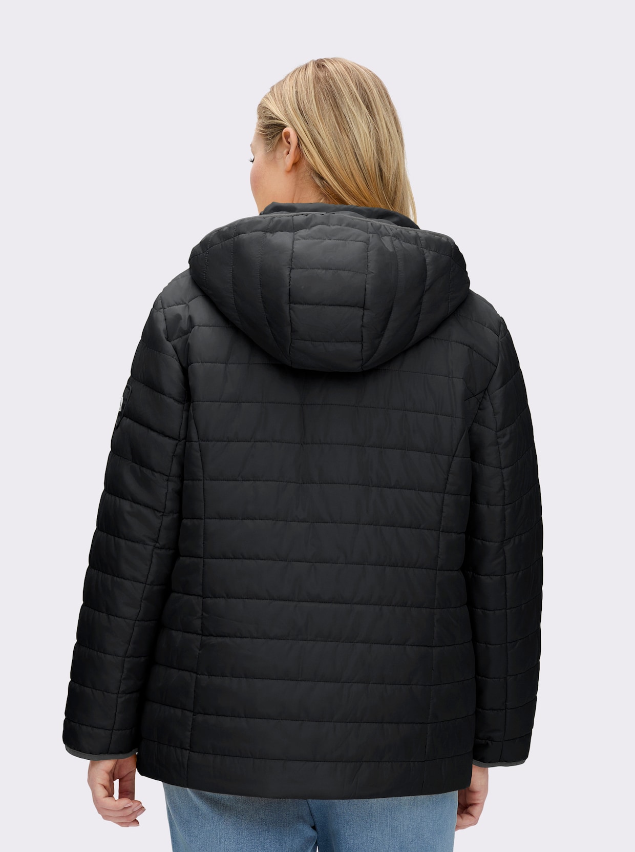 Steppjacke mit kontrastfarbenen Akzenten - schwarz