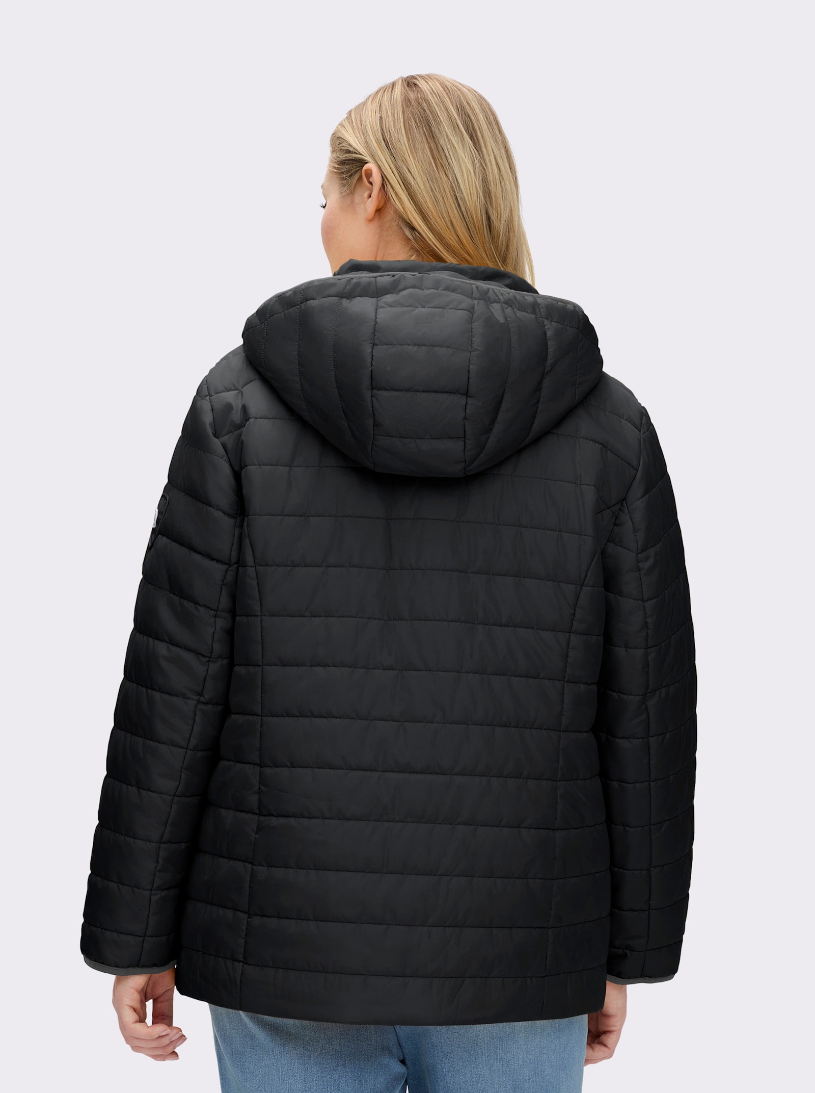 Steppjacke mit kontrastfarbenen Akzenten - schwarz