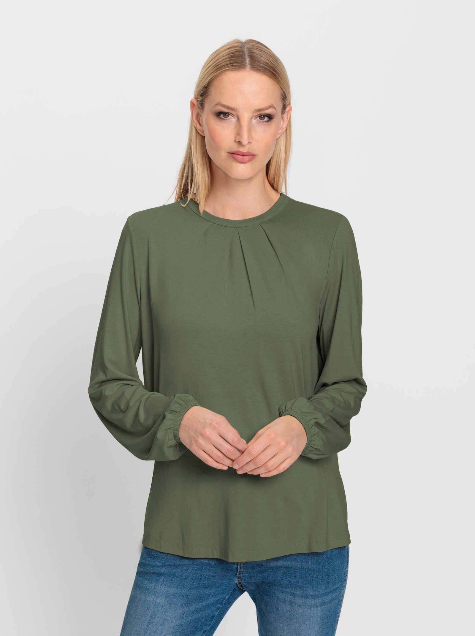 heine Langarmshirt in Viskose-Qualität - khaki