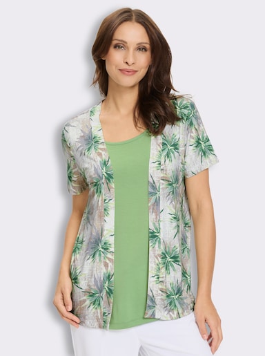 2-in-1-Shirt mit Elasthan-Anteil - reseda-moos-bedruckt