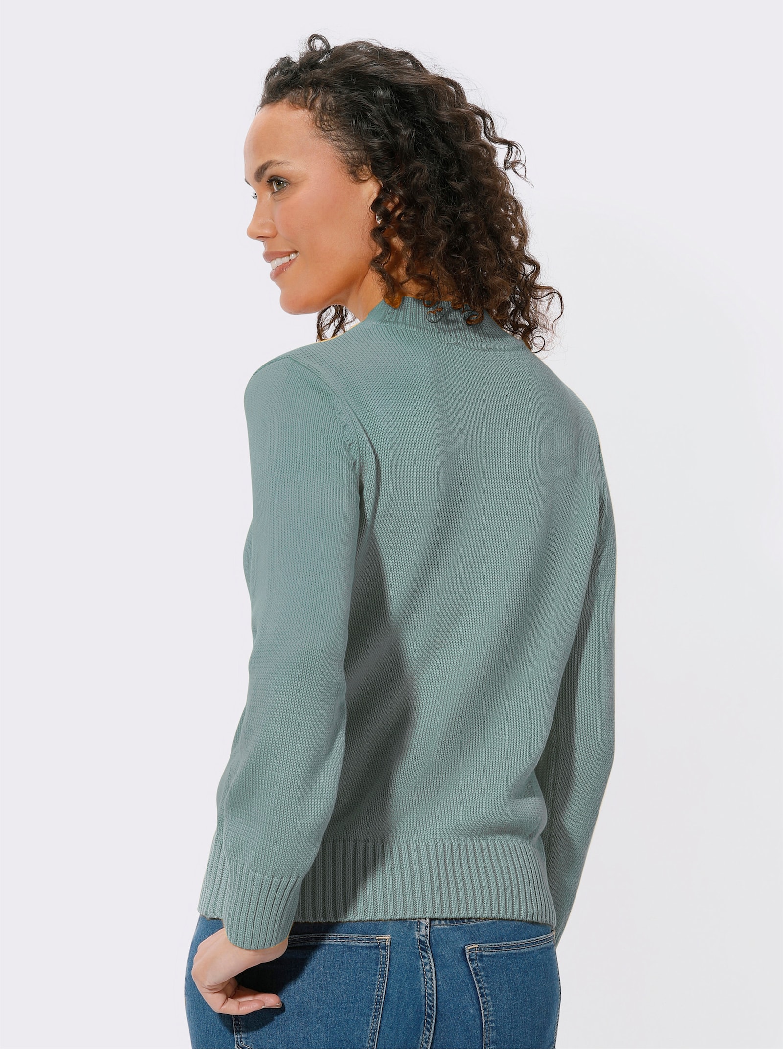 Stehkragenpullover mit Baumwolle - kalkmint