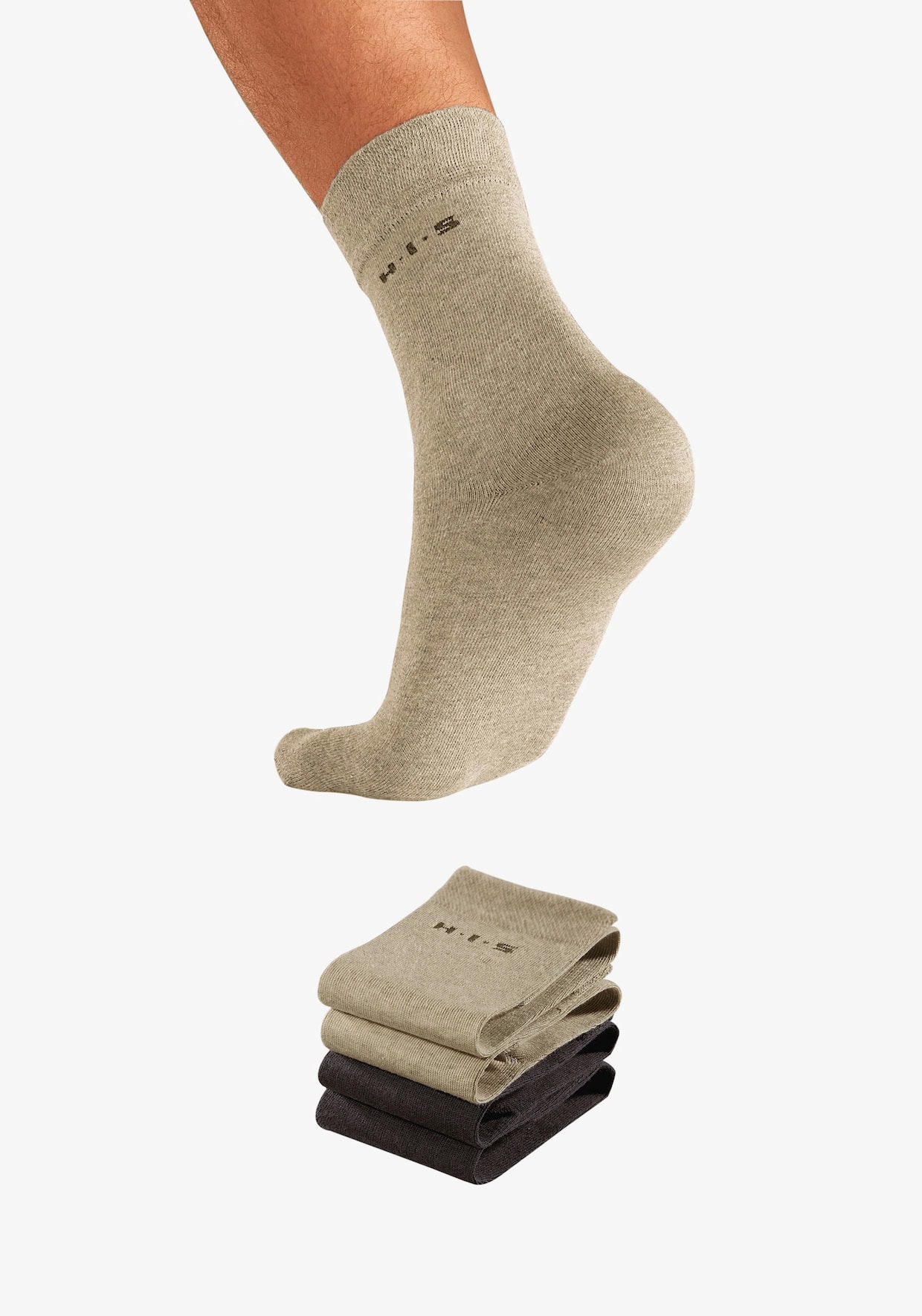 H.I.S Socken - 2x braun-beige, 2x braun