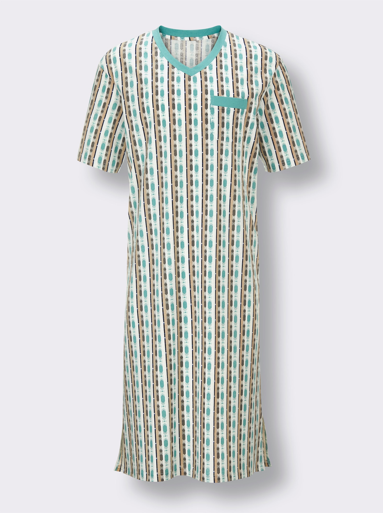 wäschepur men Nachthemden - ecru/salie bedrukt + salie