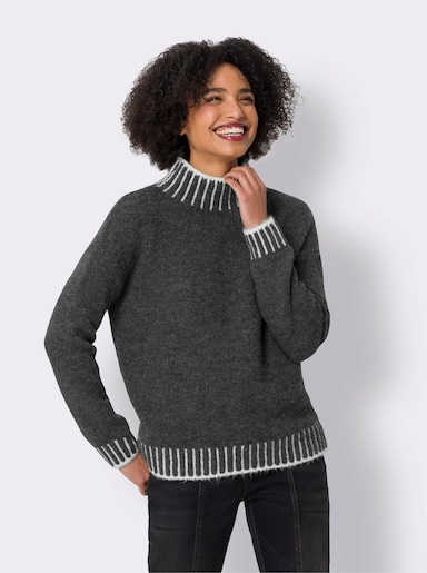 heine Stehkragenpullover - graphit-ecru-meliert
