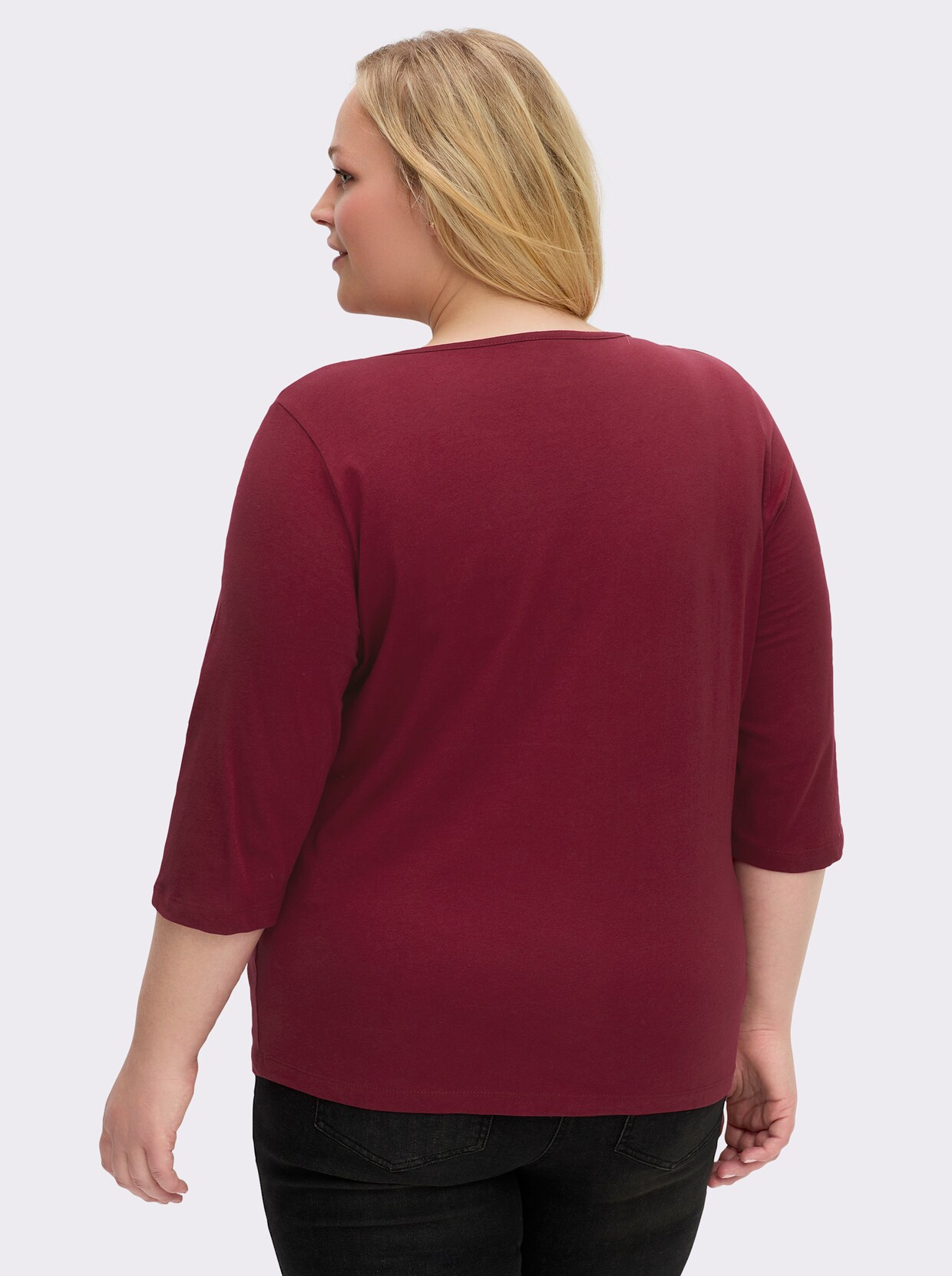 3/4-Arm-Shirt mit grafischem Druck - dunkelrot-schwarz