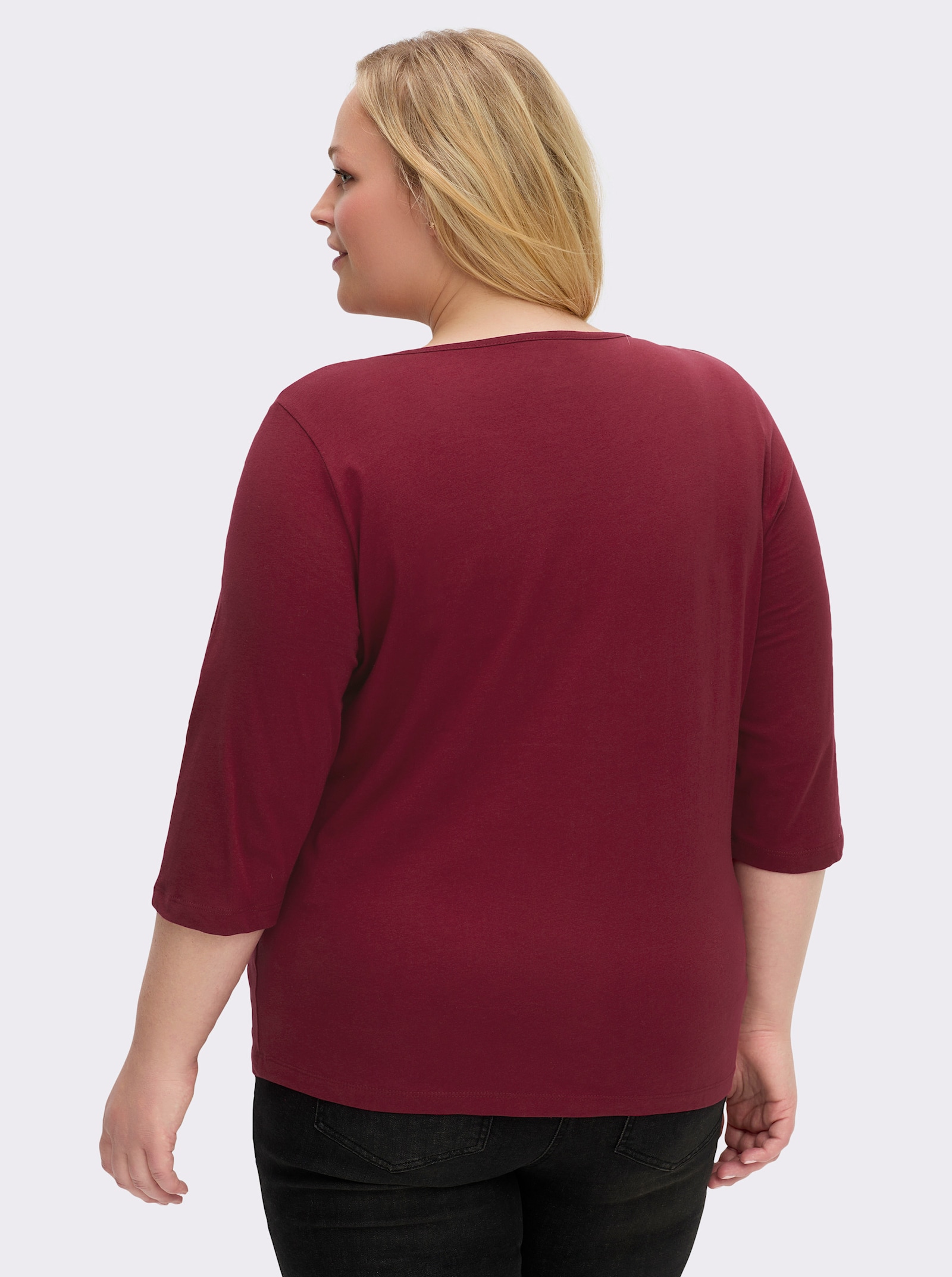 3/4-Arm-Shirt mit grafischem Druck - dunkelrot-schwarz