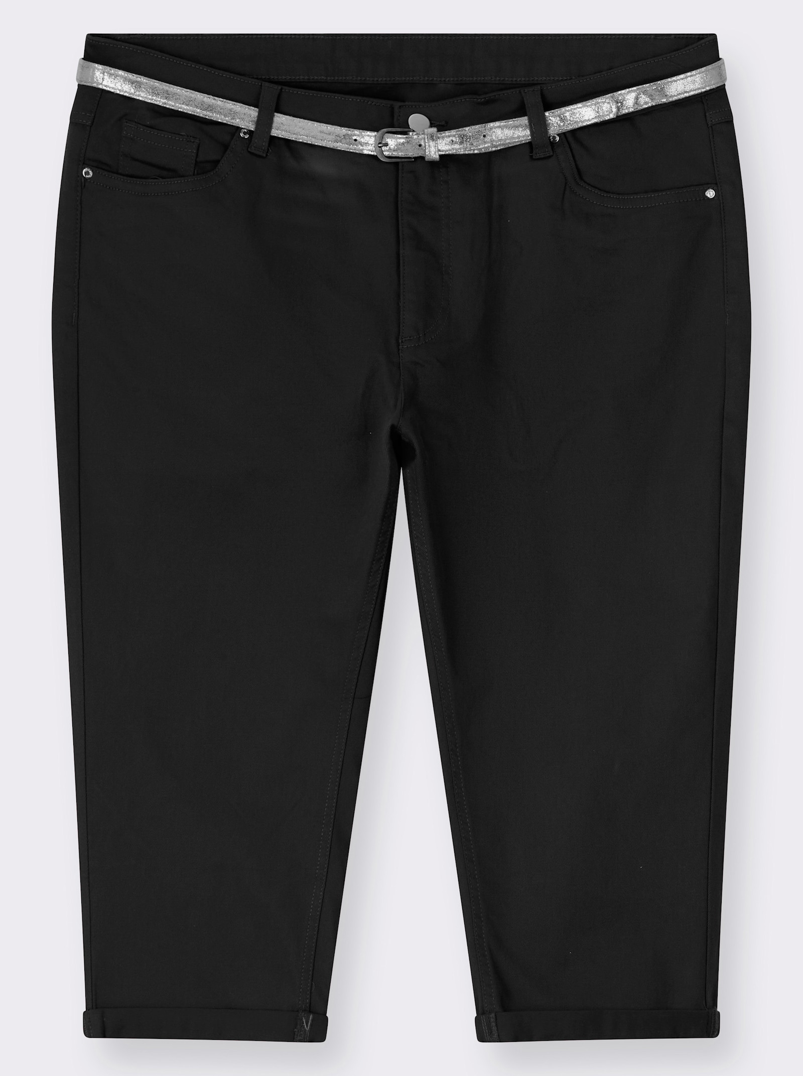 Caprijeans inklusive Gürtel - schwarz