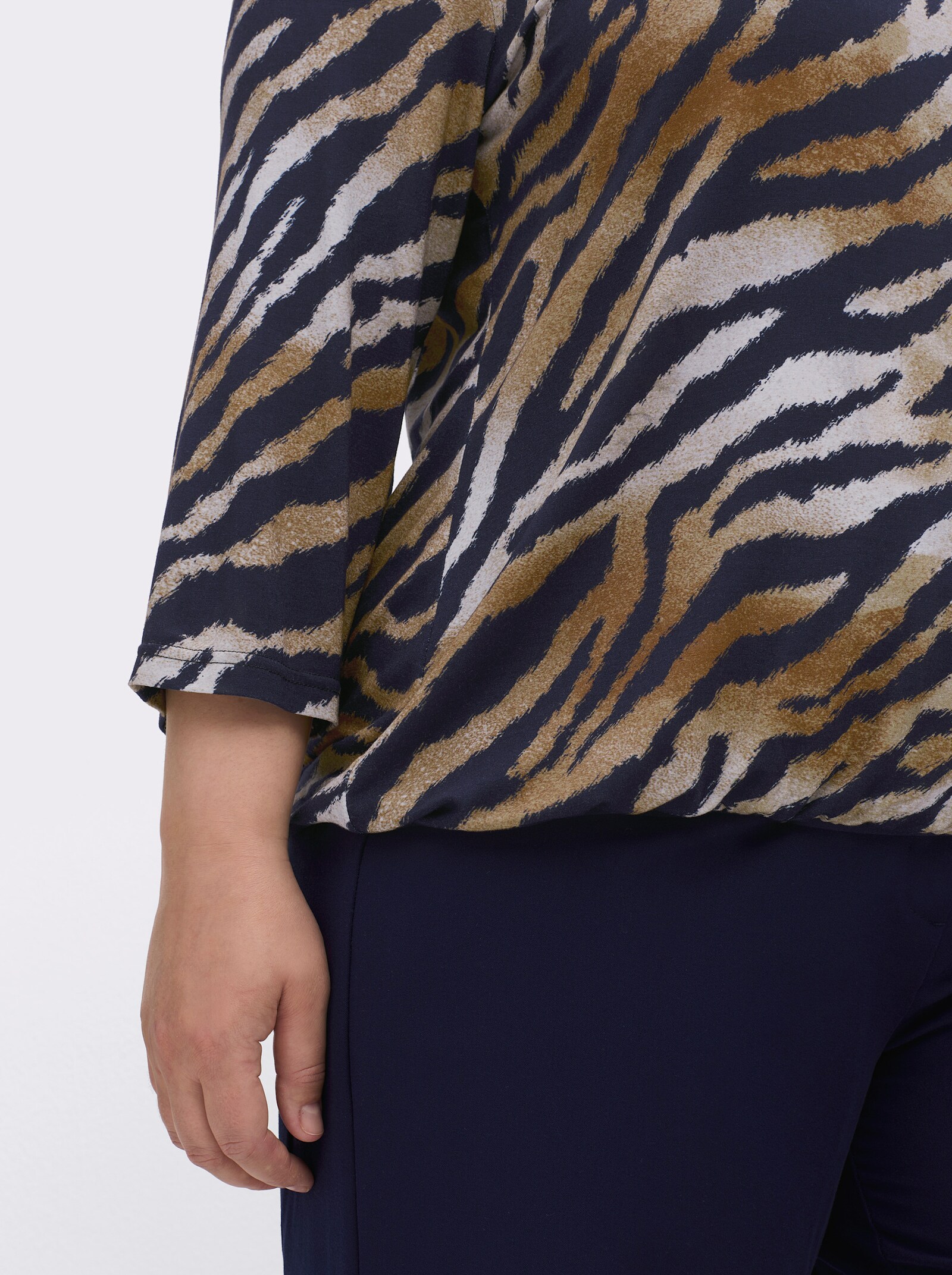 Print-Shirt im Tierfell-Dessin - marine-cognac-bedruckt