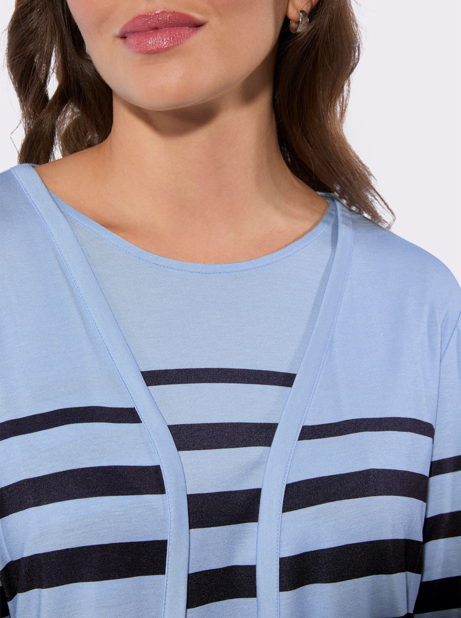 Twin-Set im Ringel-Dessin - eisblau-marine-geringelt