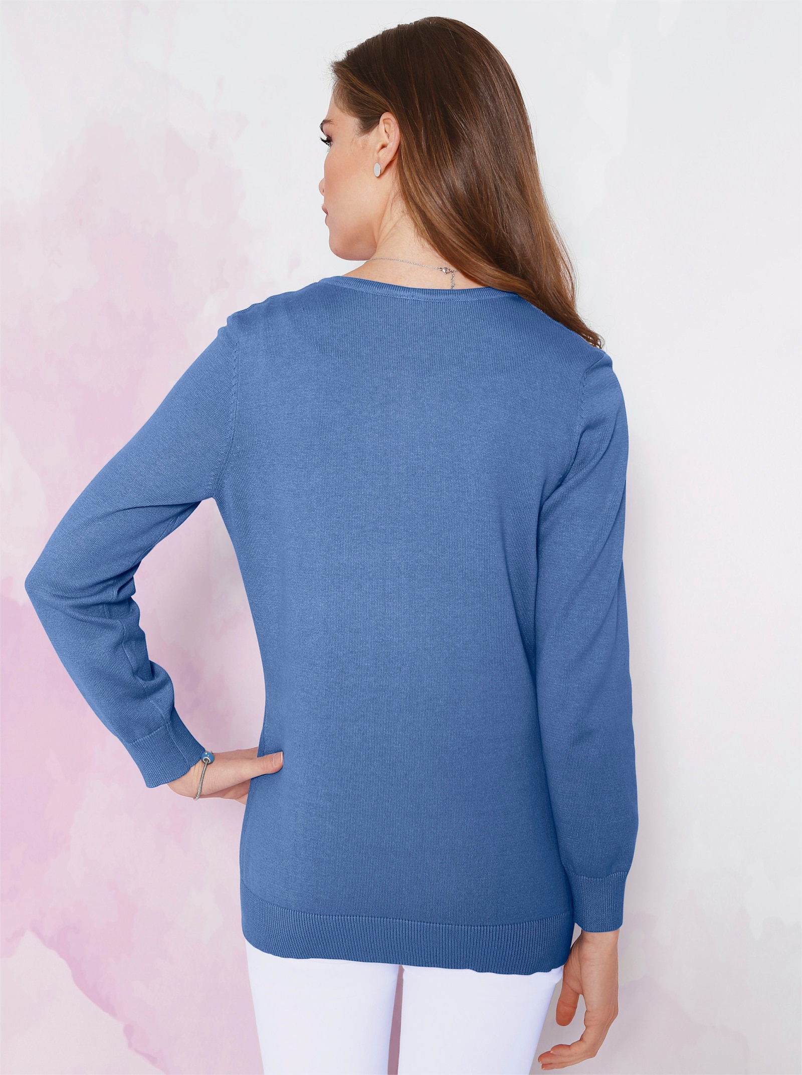 Strickjacke aus reiner Baumwolle - blau