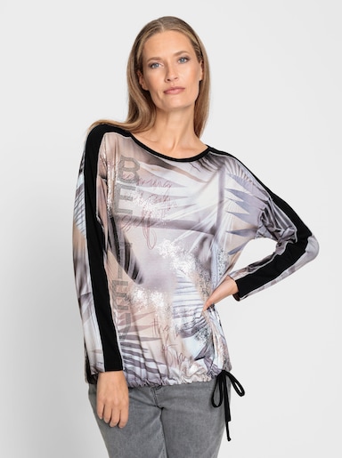 heine Langarmshirt mit Glanz-Effekten - sand-ecru-bedruckt