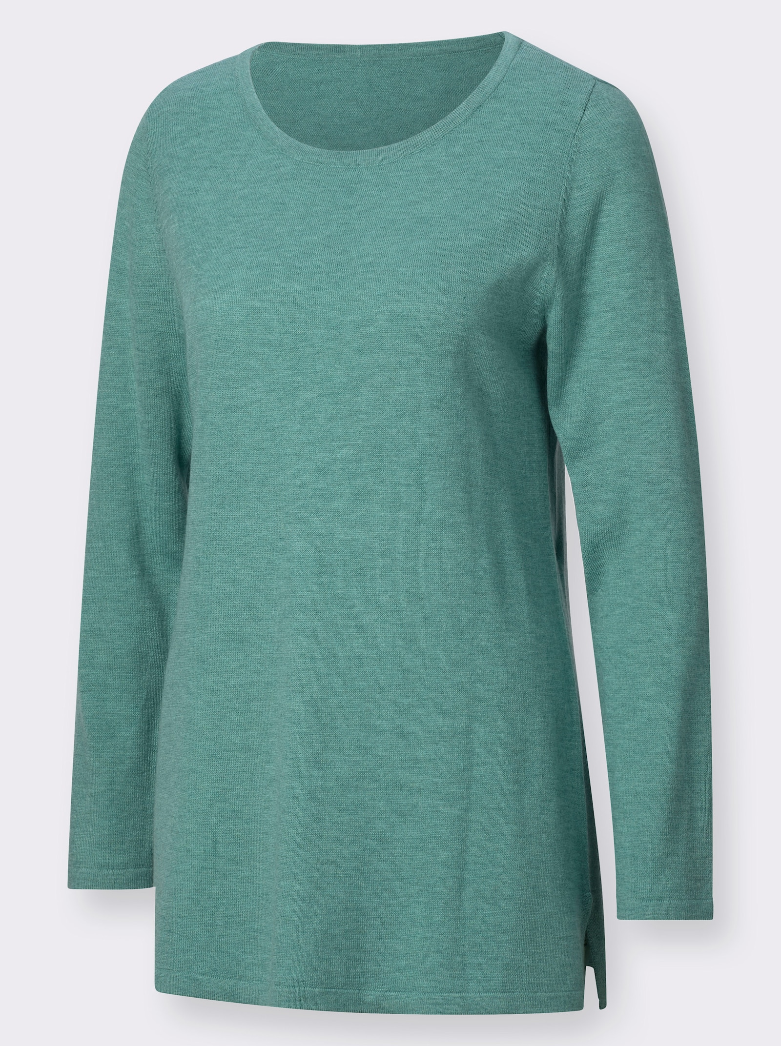 Longpullover in leichter A-Linie - salbei-meliert