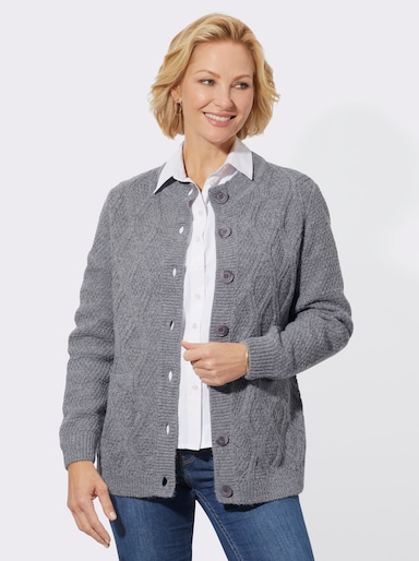 Strickjacke - steingrau-meliert