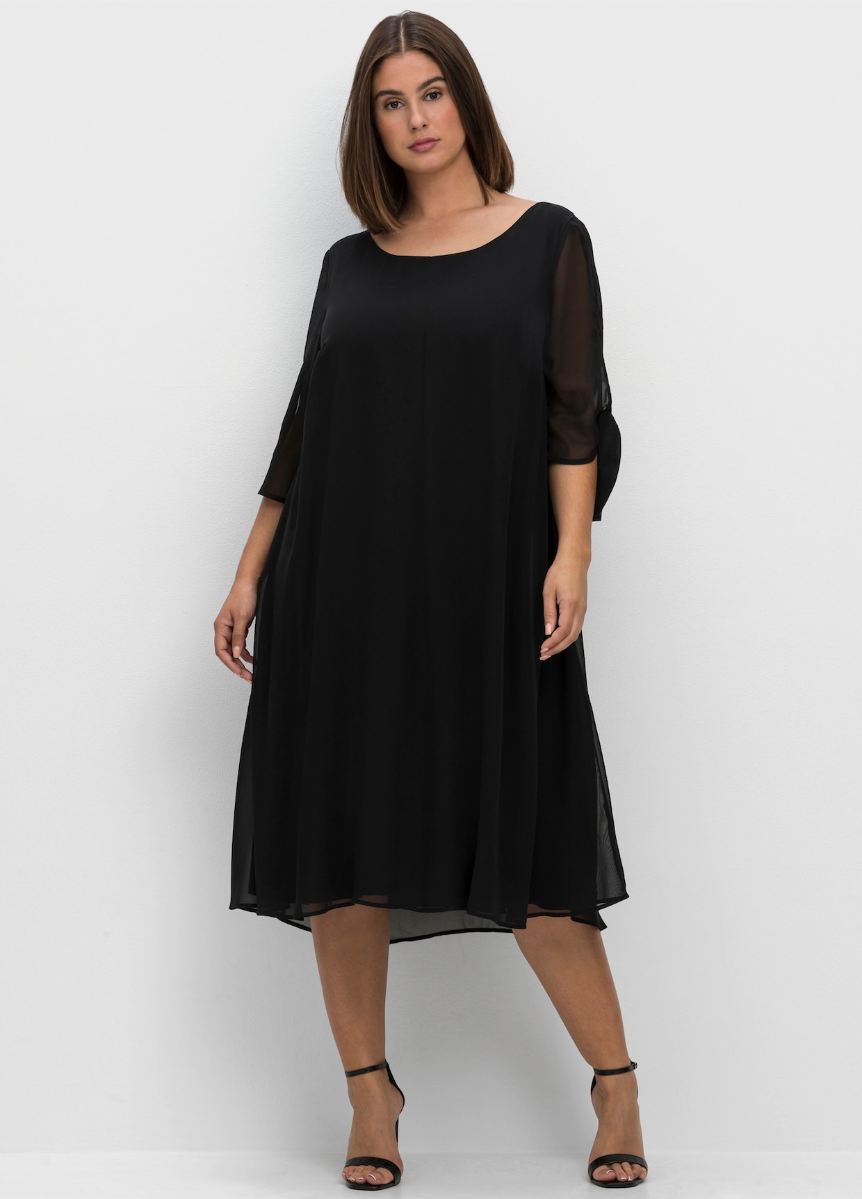sheego Chiffon jurk - zwart