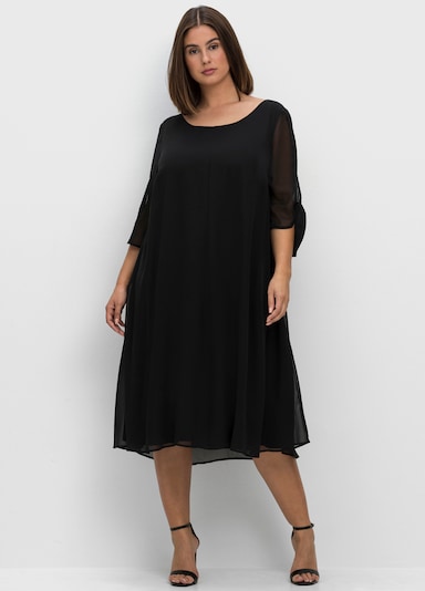 sheego Chiffonkleid - schwarz
