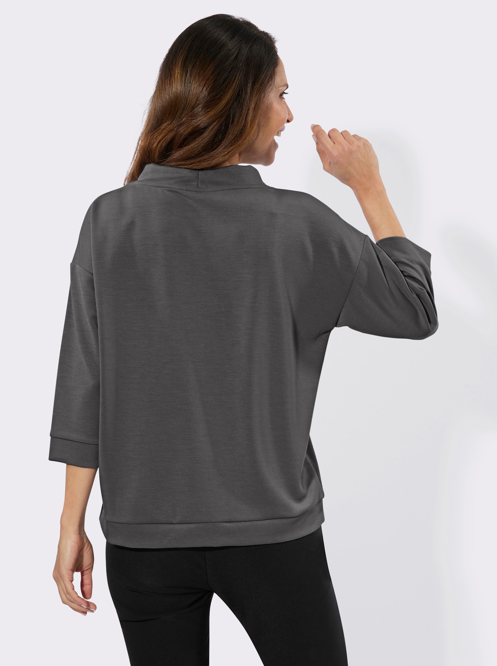 Sweatshirt mit glänzendem Druck - graphit