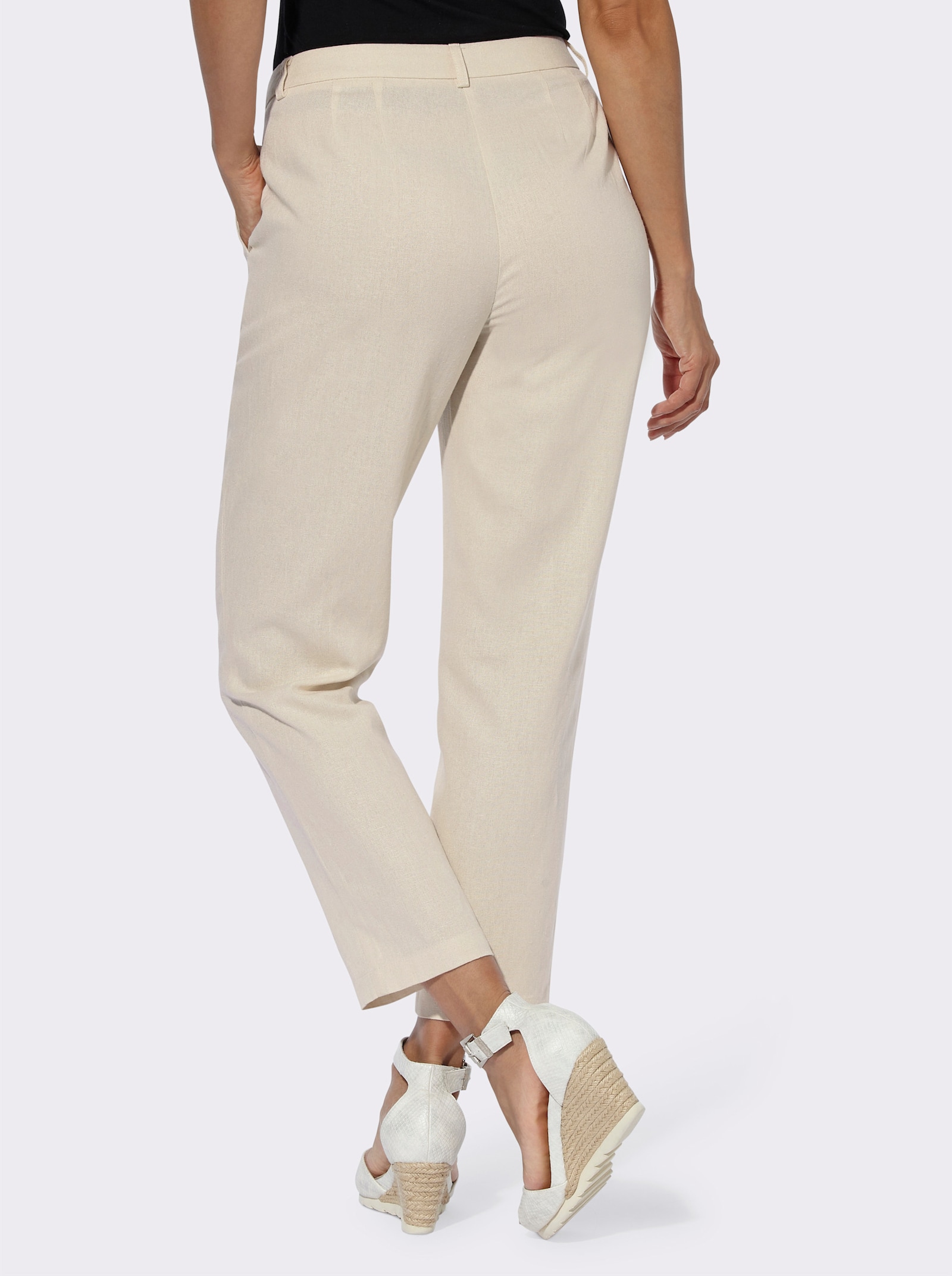Leinenhose mit Jacquard-Muster - sand