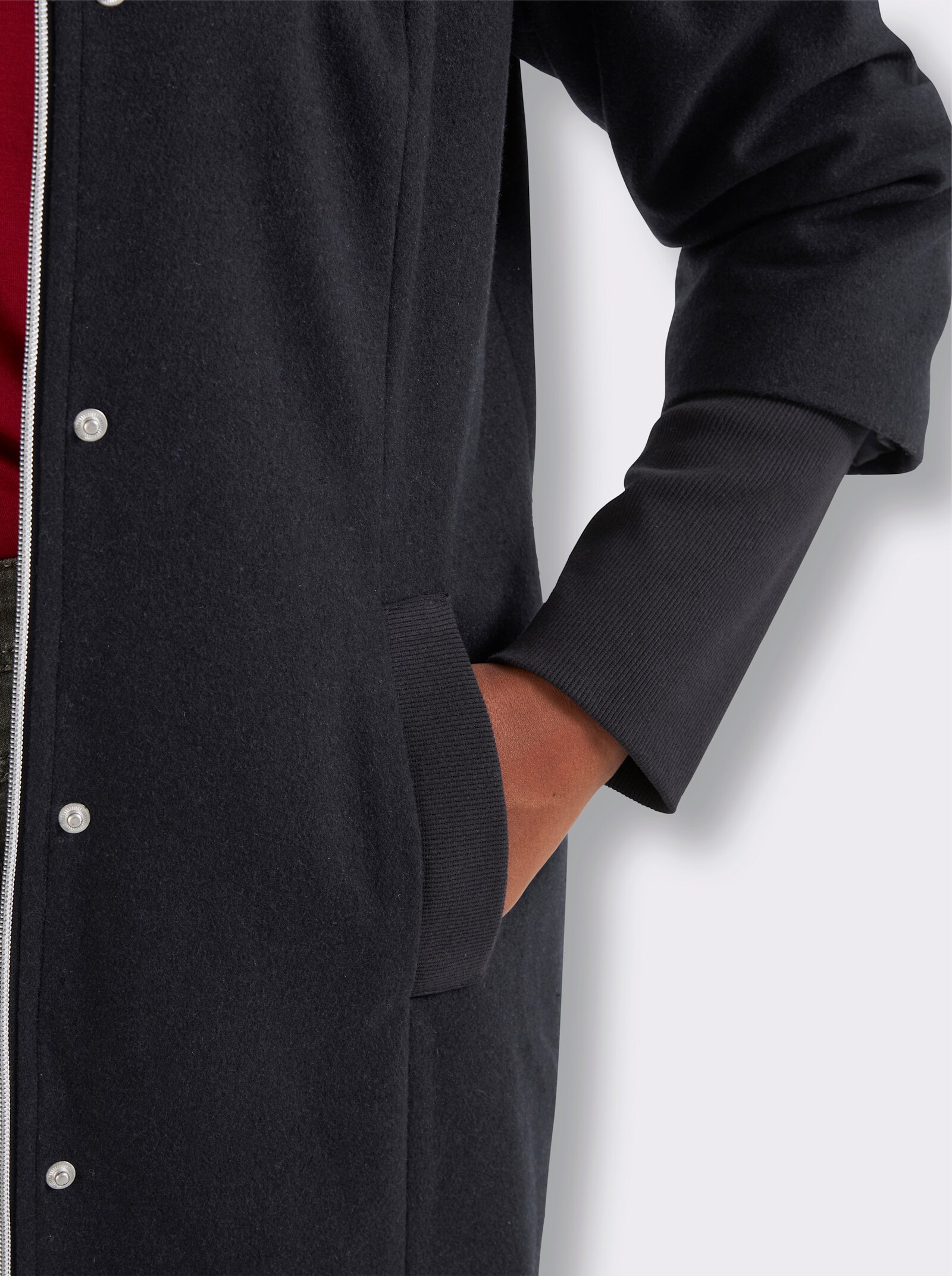 sheego Wolljacke mit Rippstrick-Ärmelbündchen - tiefblau