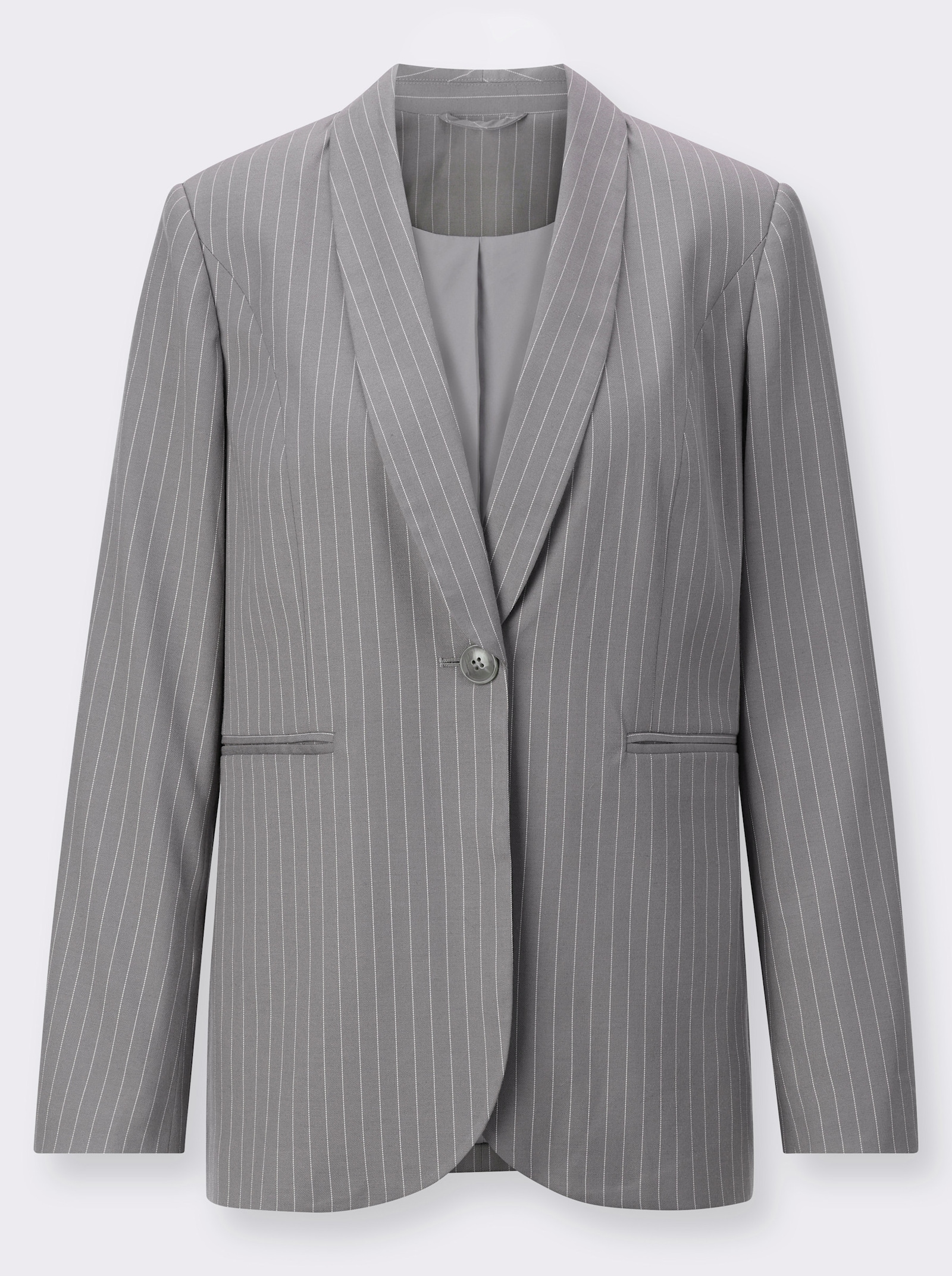 Blazer mit Nadelstreifen - grau-ecru-gestreift