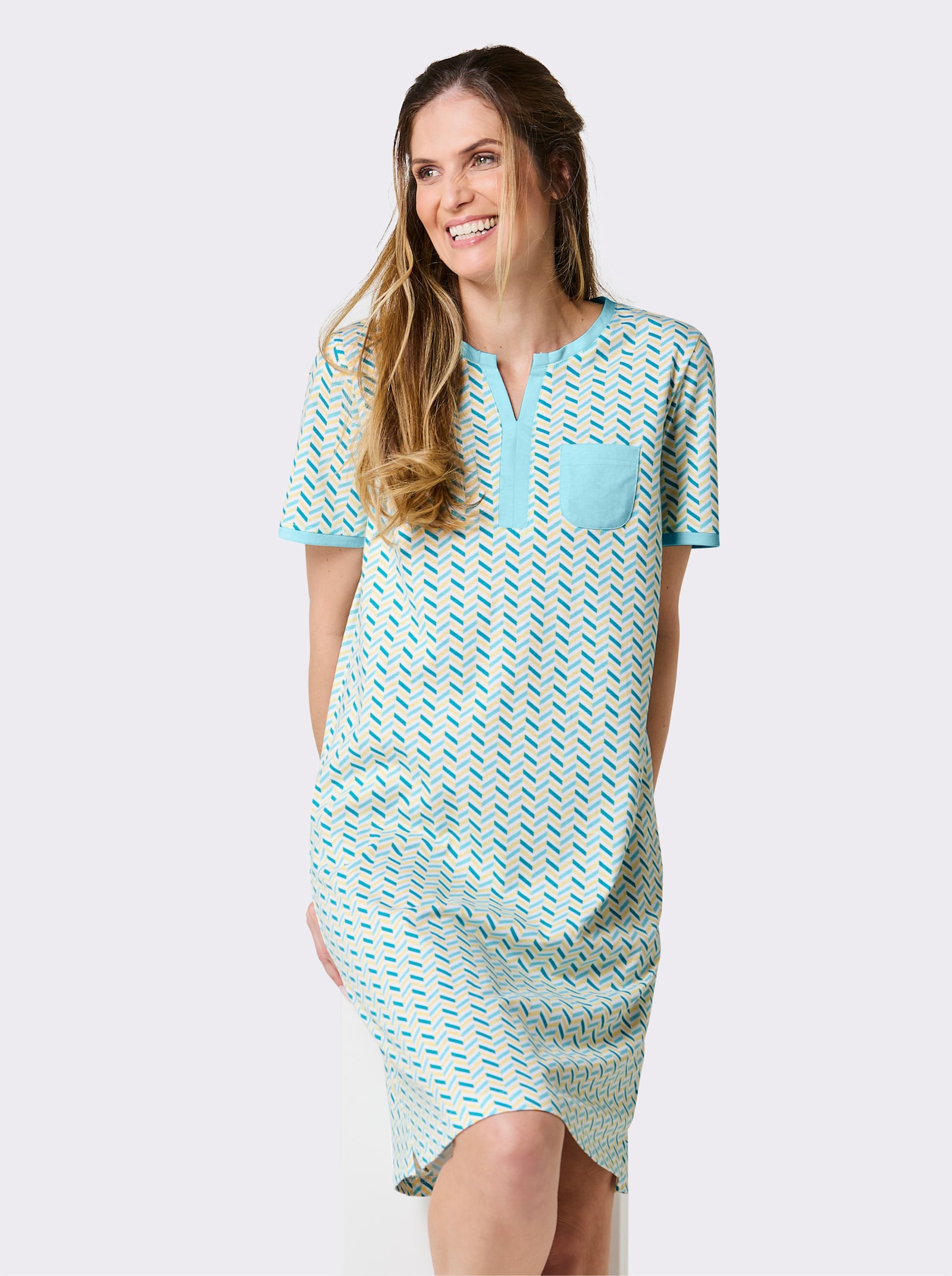 wäschepur Sleepshirts - aquamarin-weiß-bedruckt + flamingo-weiß-bedruckt
