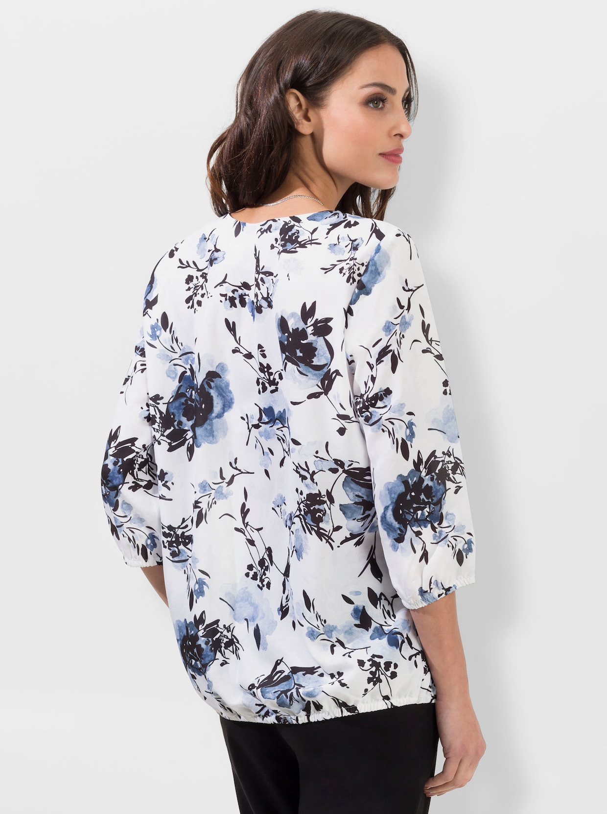 Comfortabele blouse - bleu geprint