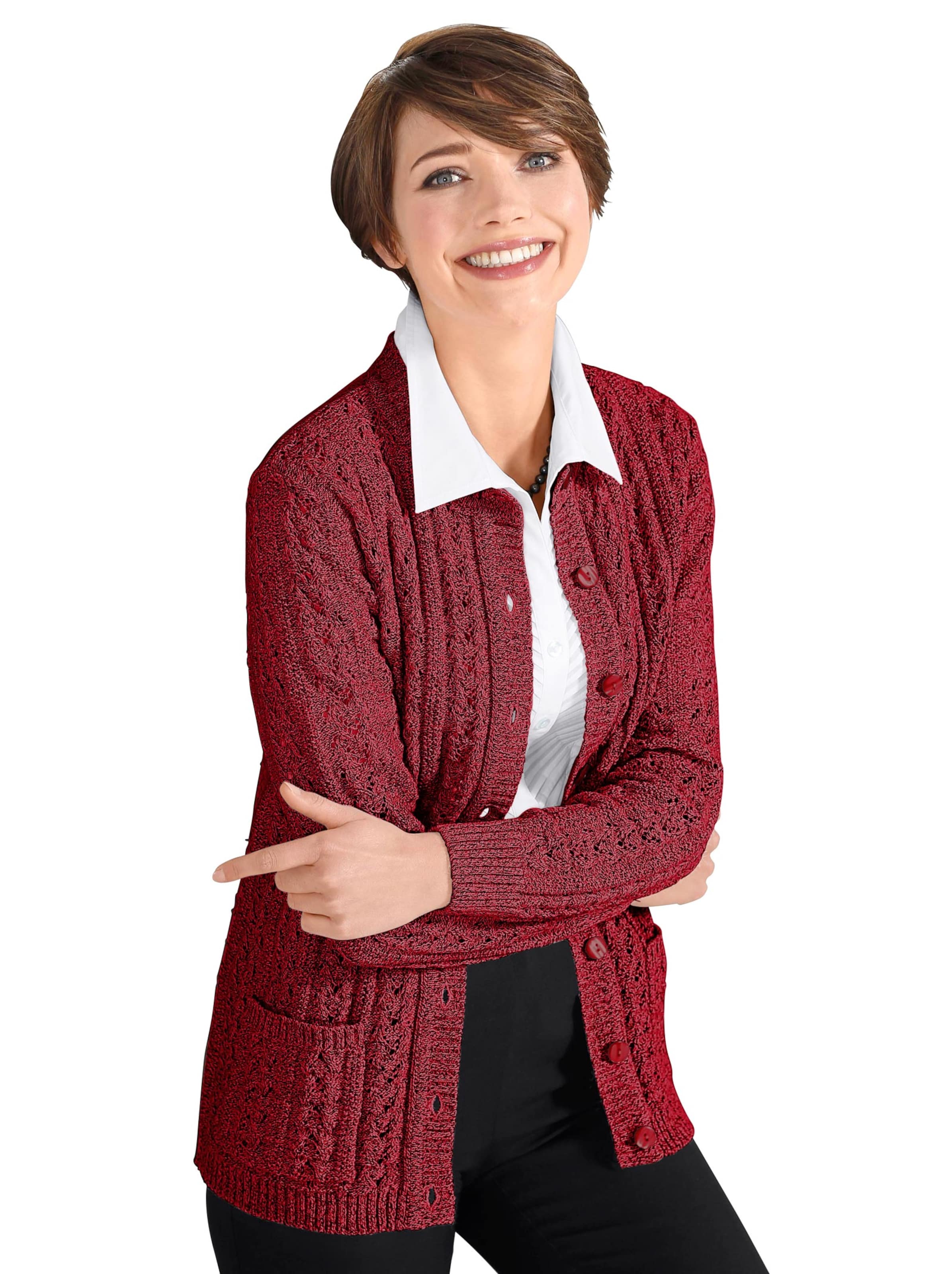 Strickjacke - rot-meliert