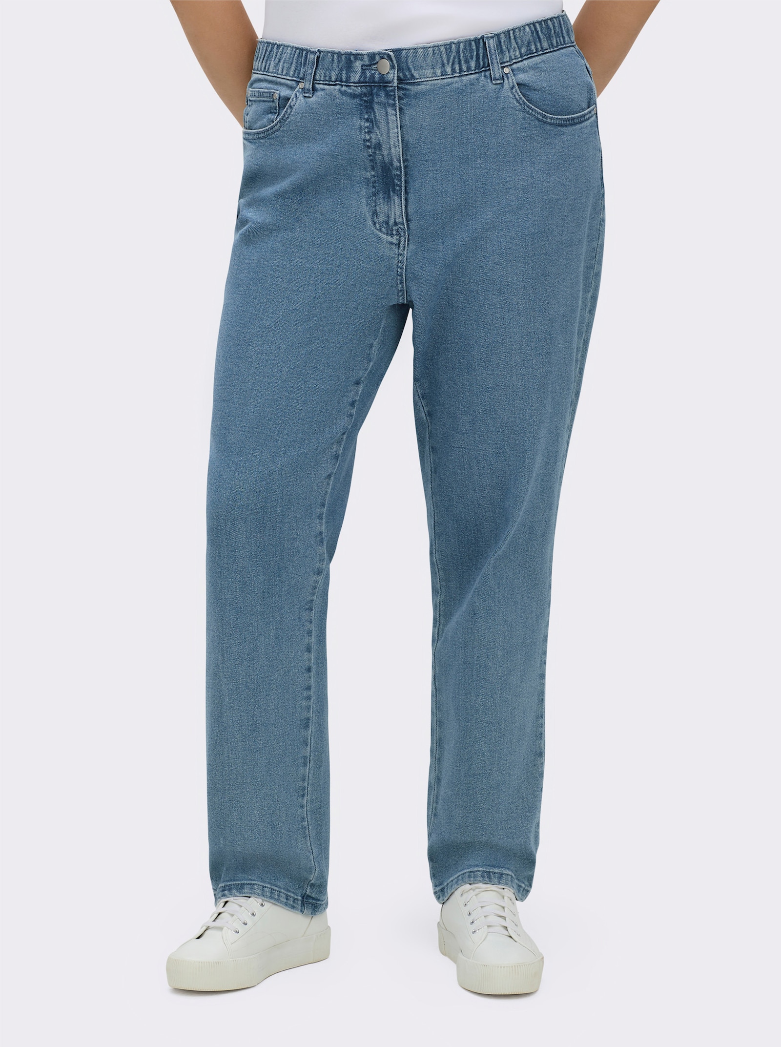 5-Pocket-Jeans mit innenliegendem Dehnbund - blue-bleached