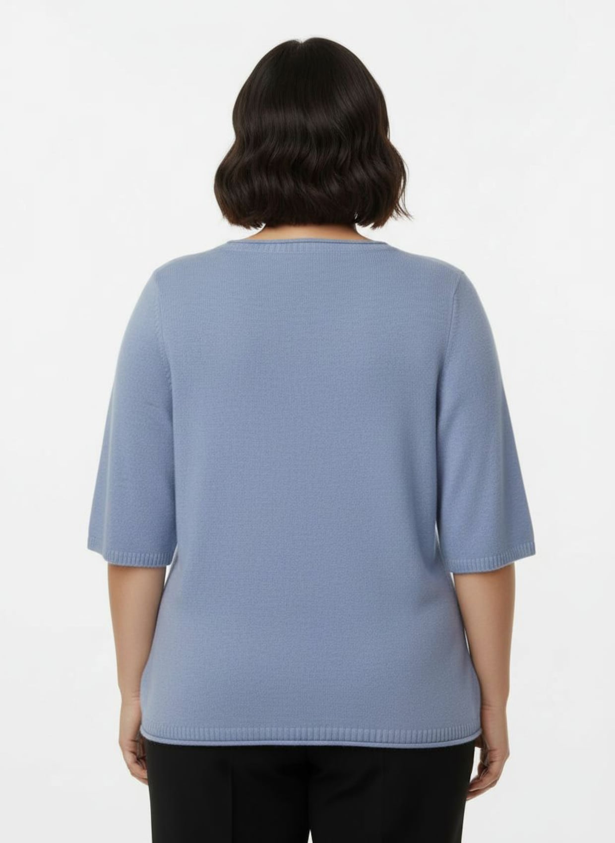 Feinstrickpullover - blau-meliert