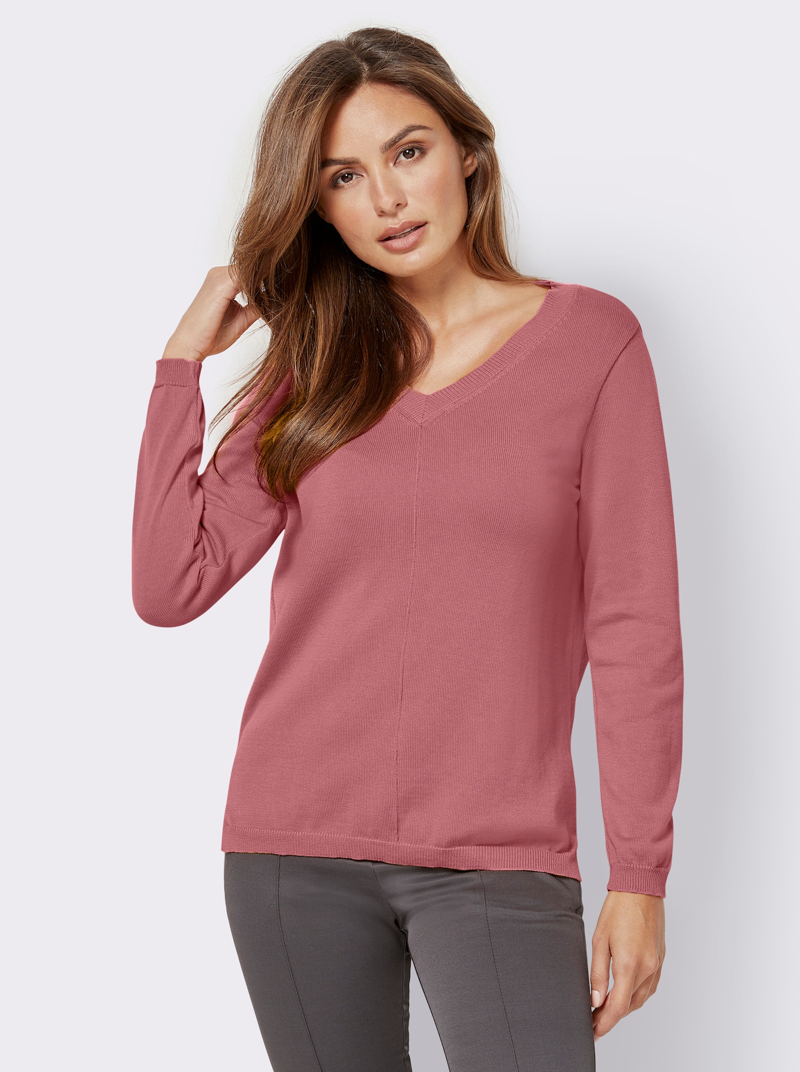 V-Ausschnitt-Pullover mit Biesen vorne - erika