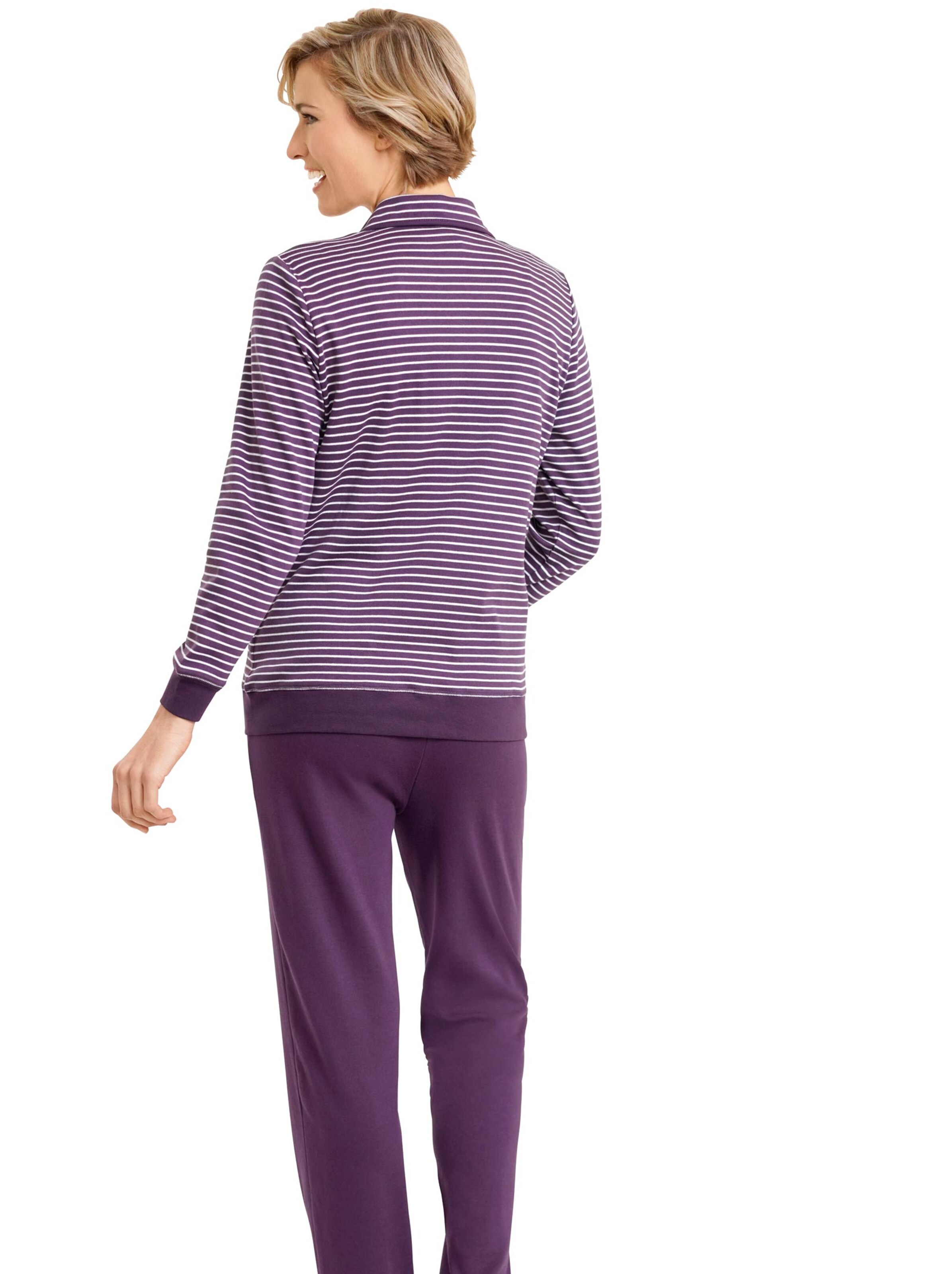 Hausanzug - pflaume-gestreift