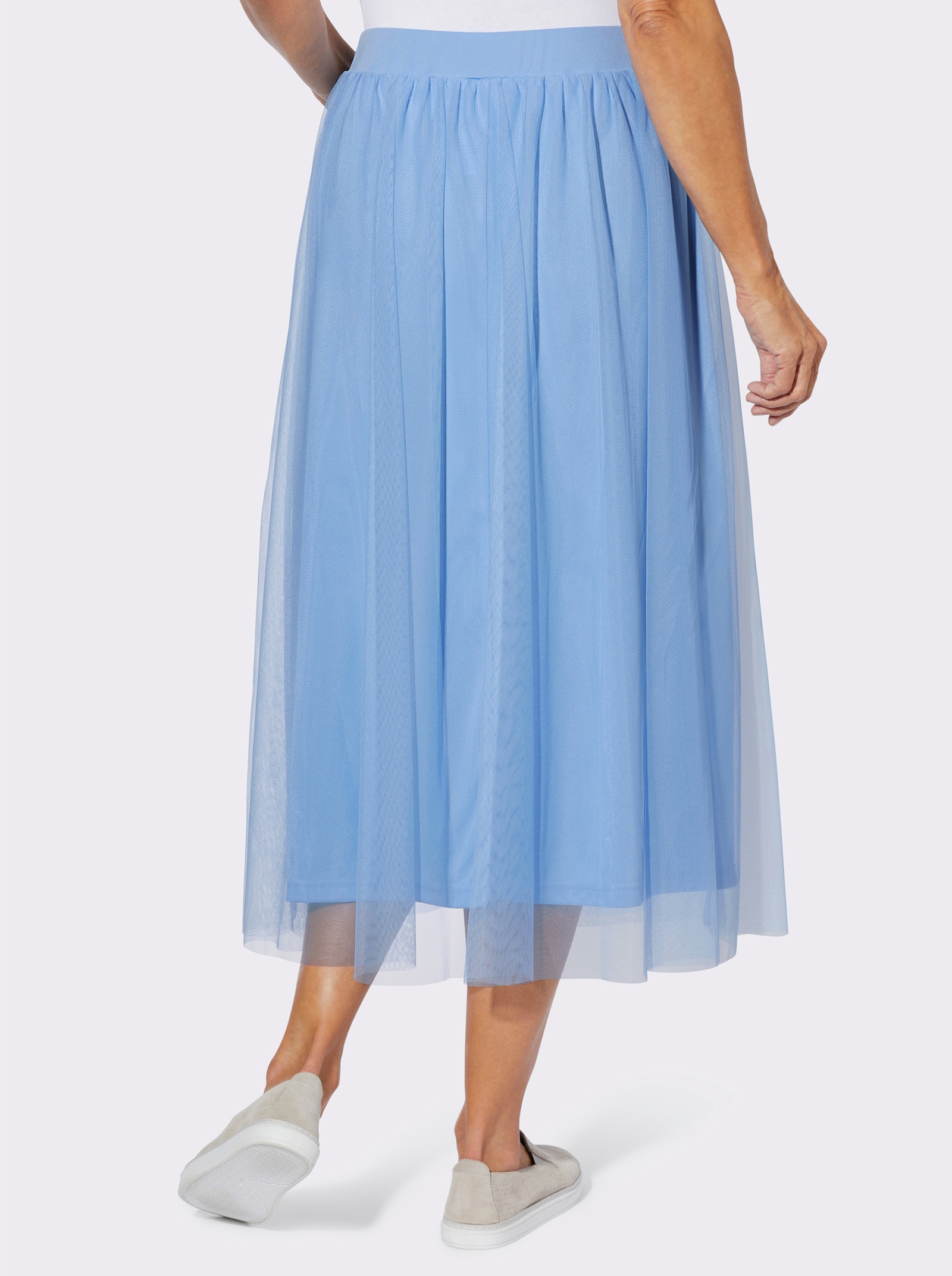 Plisovaná sukňa, sieťovina, podšívka - Azúrová