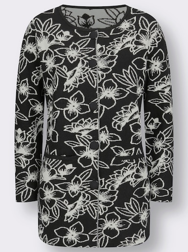 Jacquardvest - zwart/champagne gedessineerd