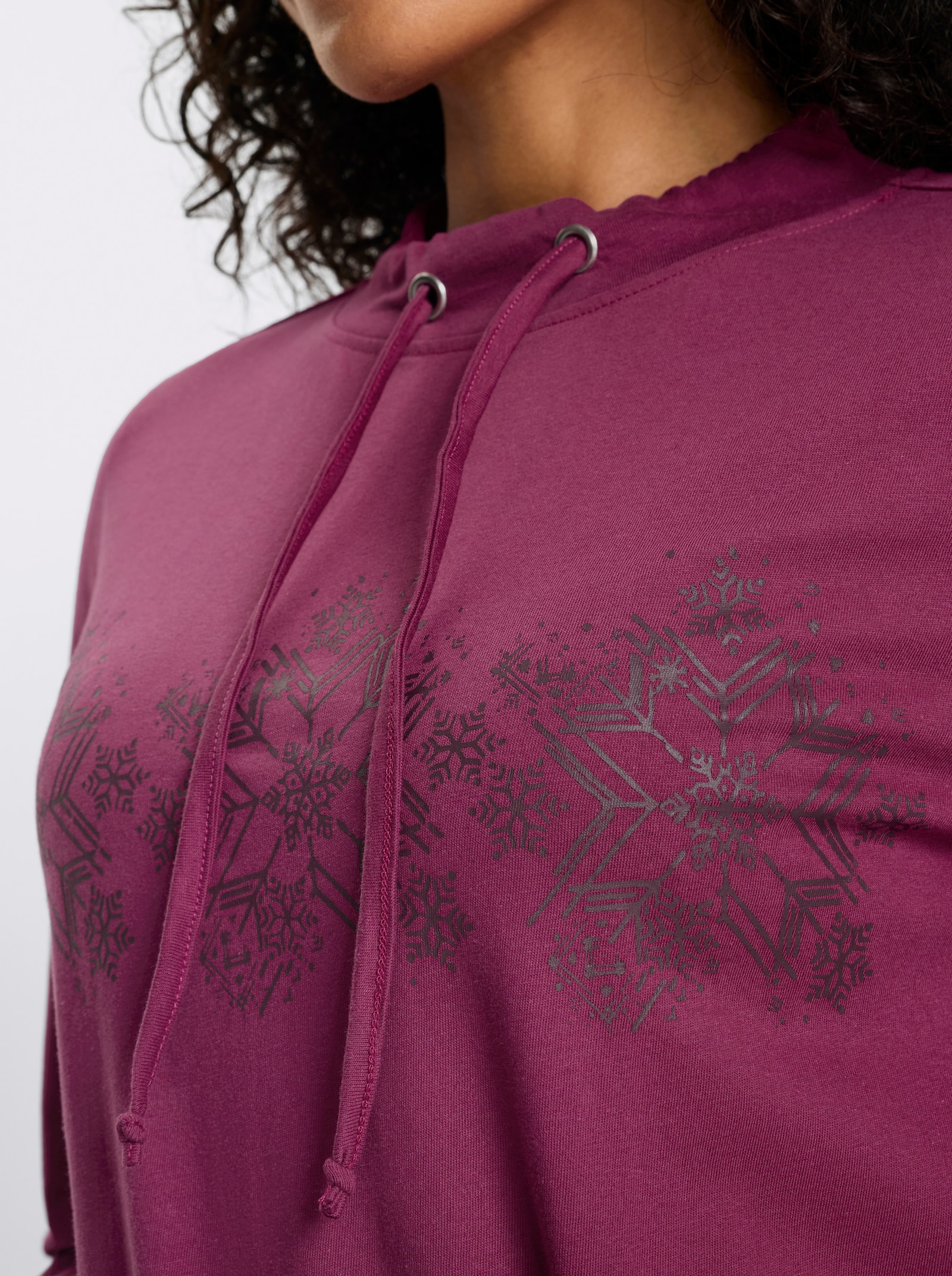 Longshirt mit Schneeflocken-Print - malve-burgund