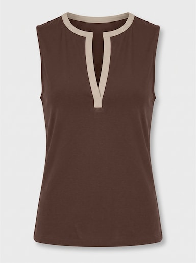 heine Shirttop mit Kontrastblenden - schoko