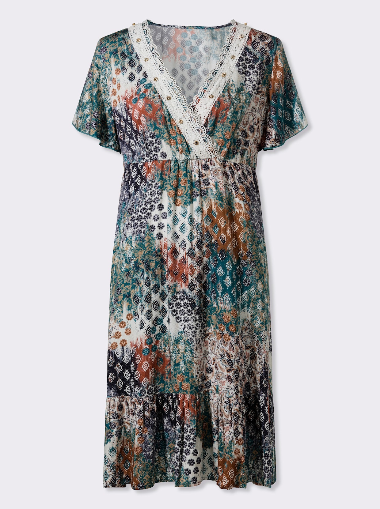 heine Druckkleid - aquapetrol-sand-bedruckt