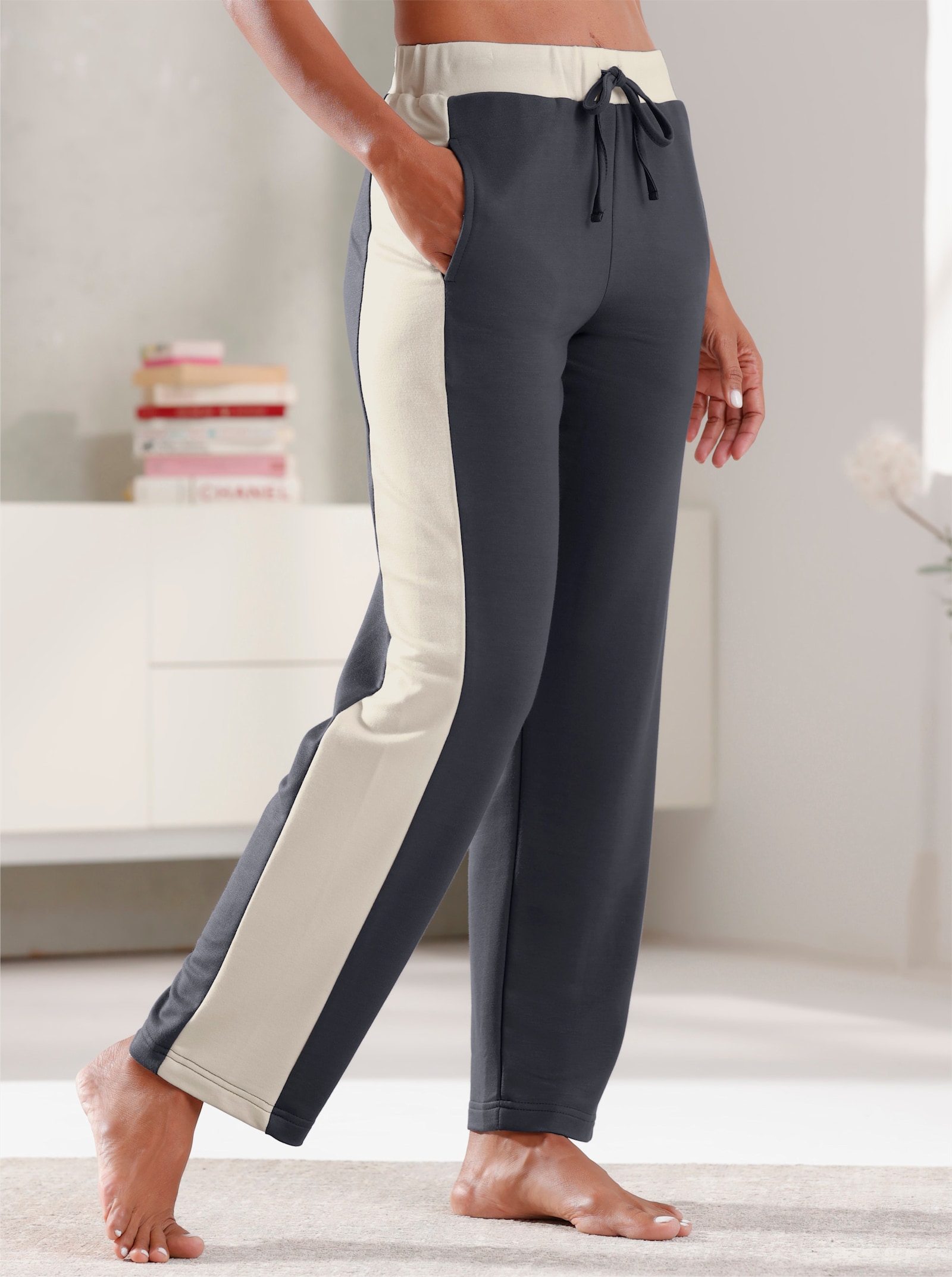 Hose - anthrazit-ecru