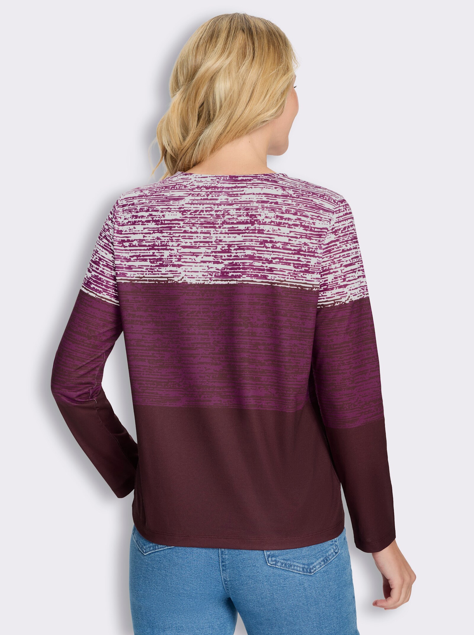 Sweatshirt mit Farbverlauf-Druck - burgund-malve-bedruckt