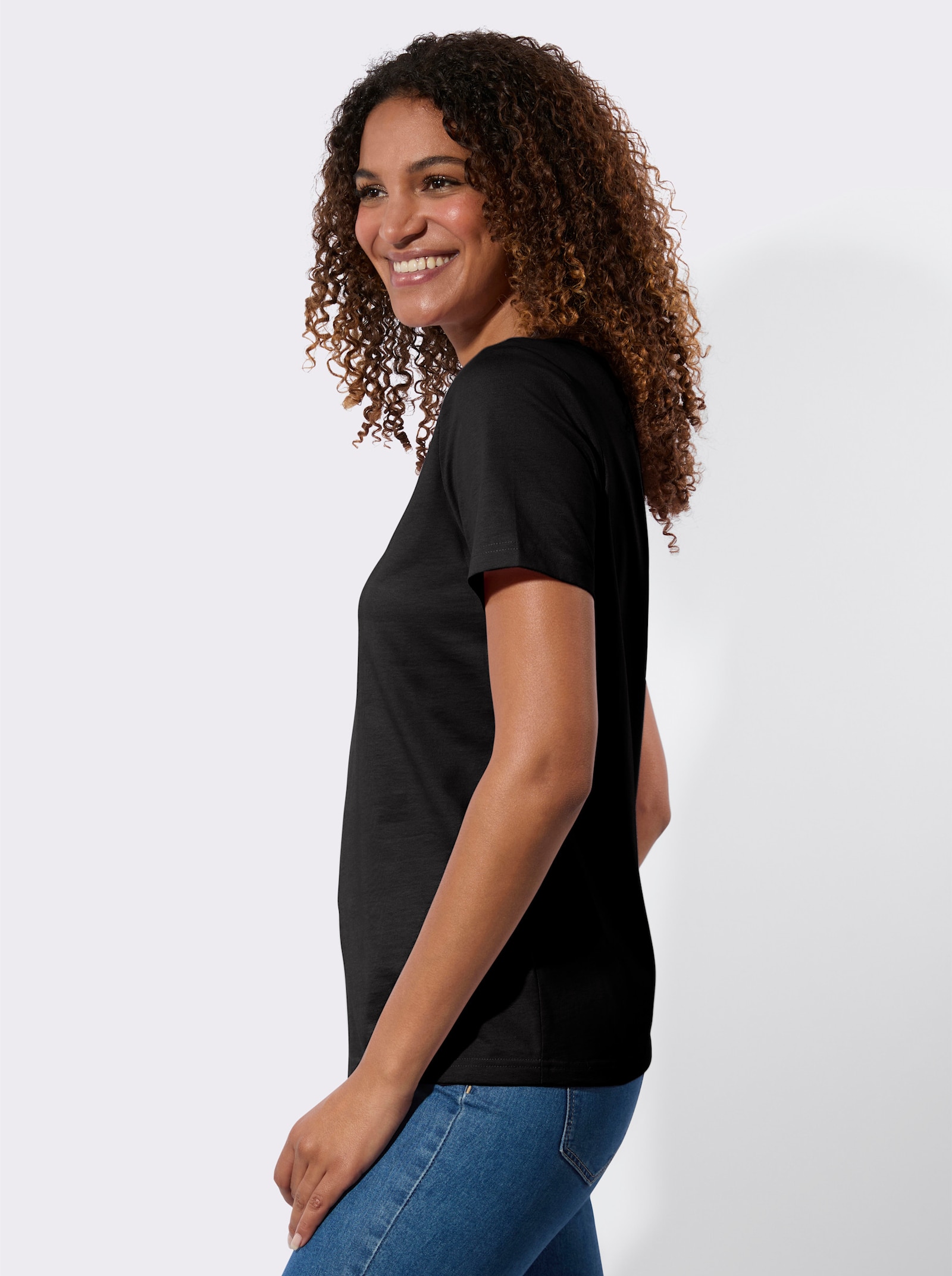 Kurzarmshirt im 2er-Pack - schwarz + ecru