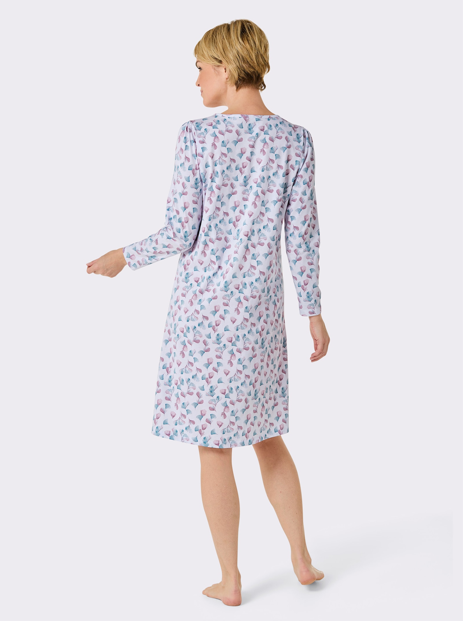 wäschepur Nachthemd - weiss-rosé-bedruckt