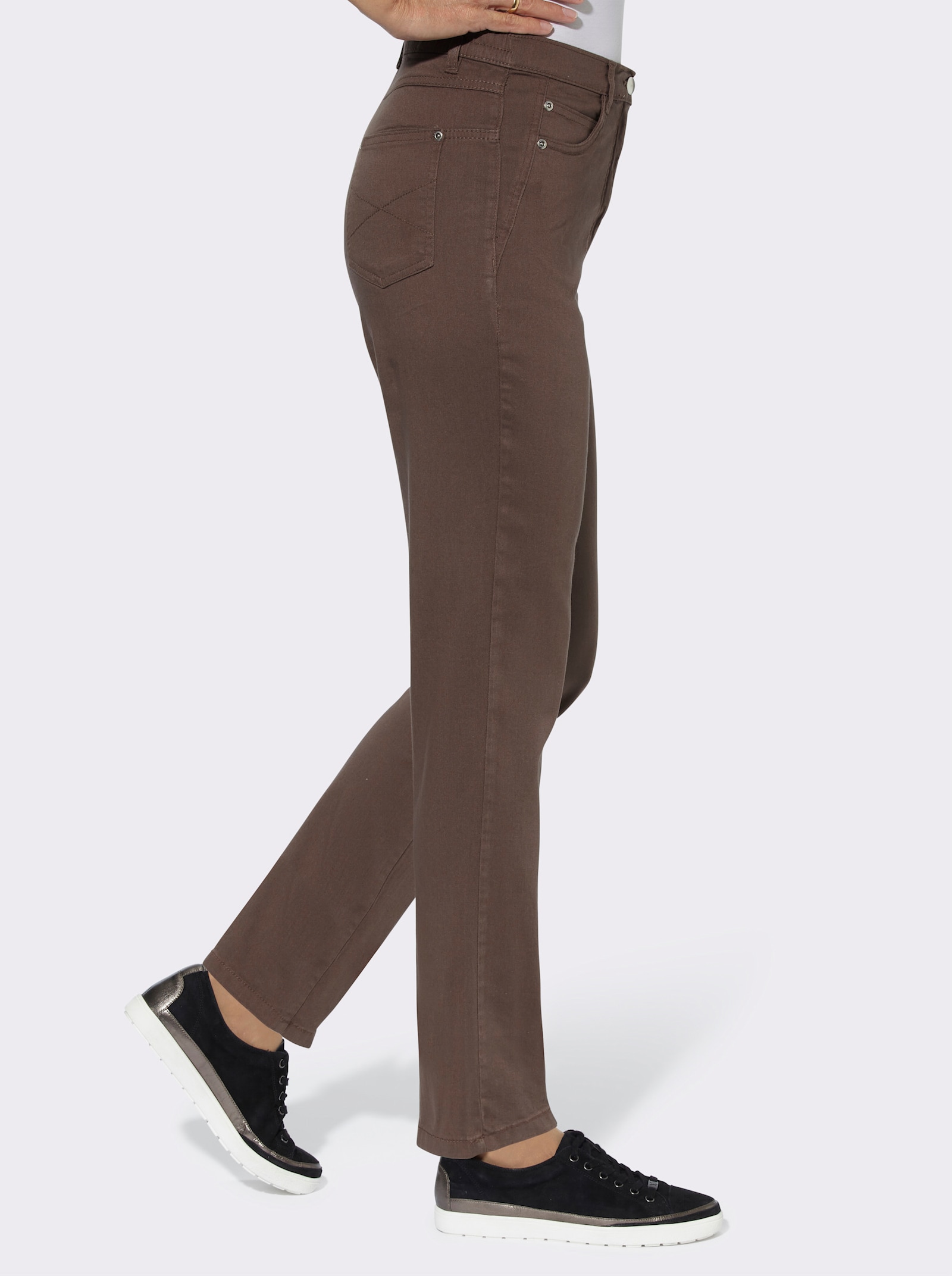 5-Pocket-Jeans mit seitlichem Dehnbund - schokobraun