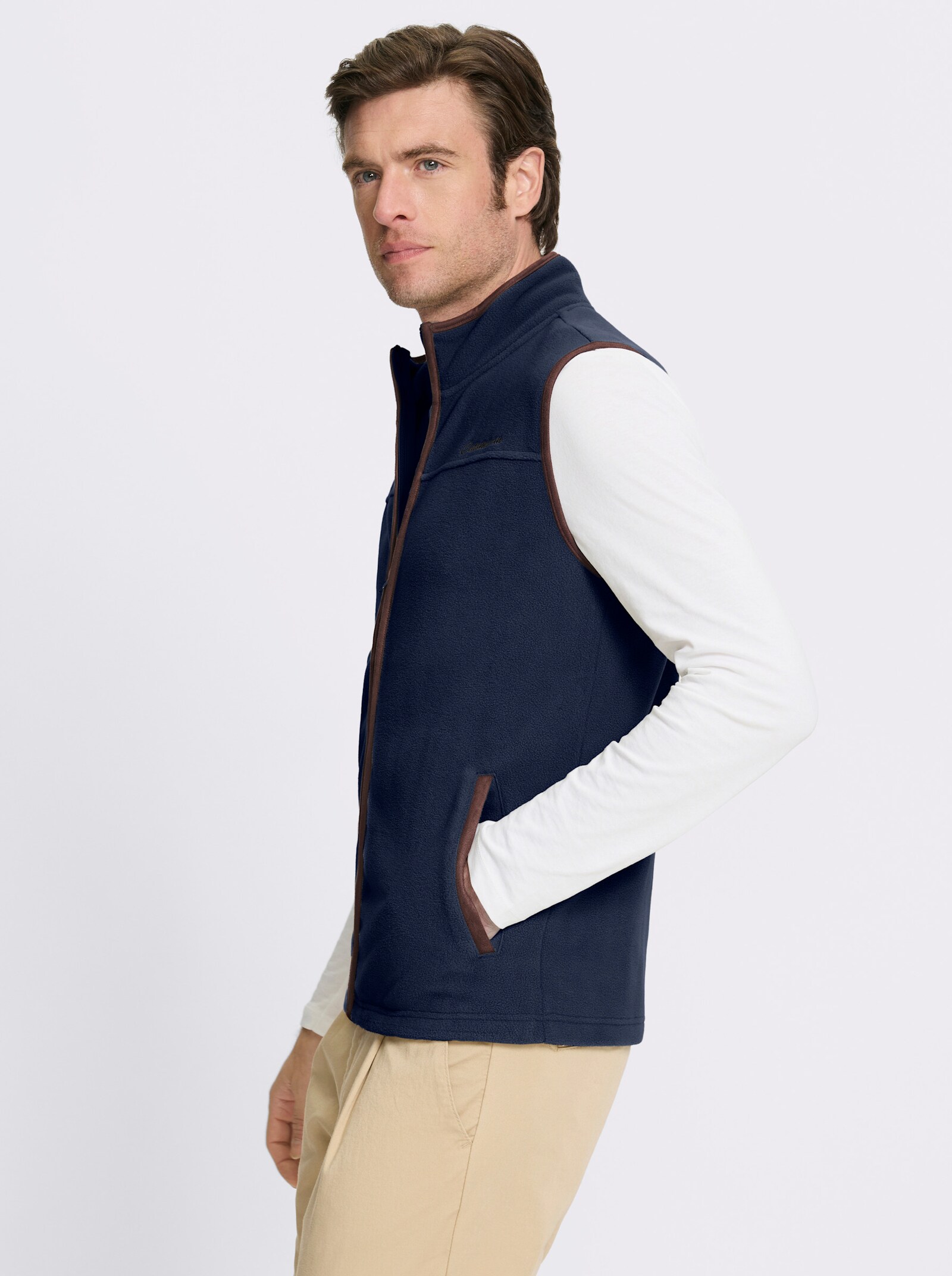 Catamaran Fleecejacke mit Stickerei - marine-schoko