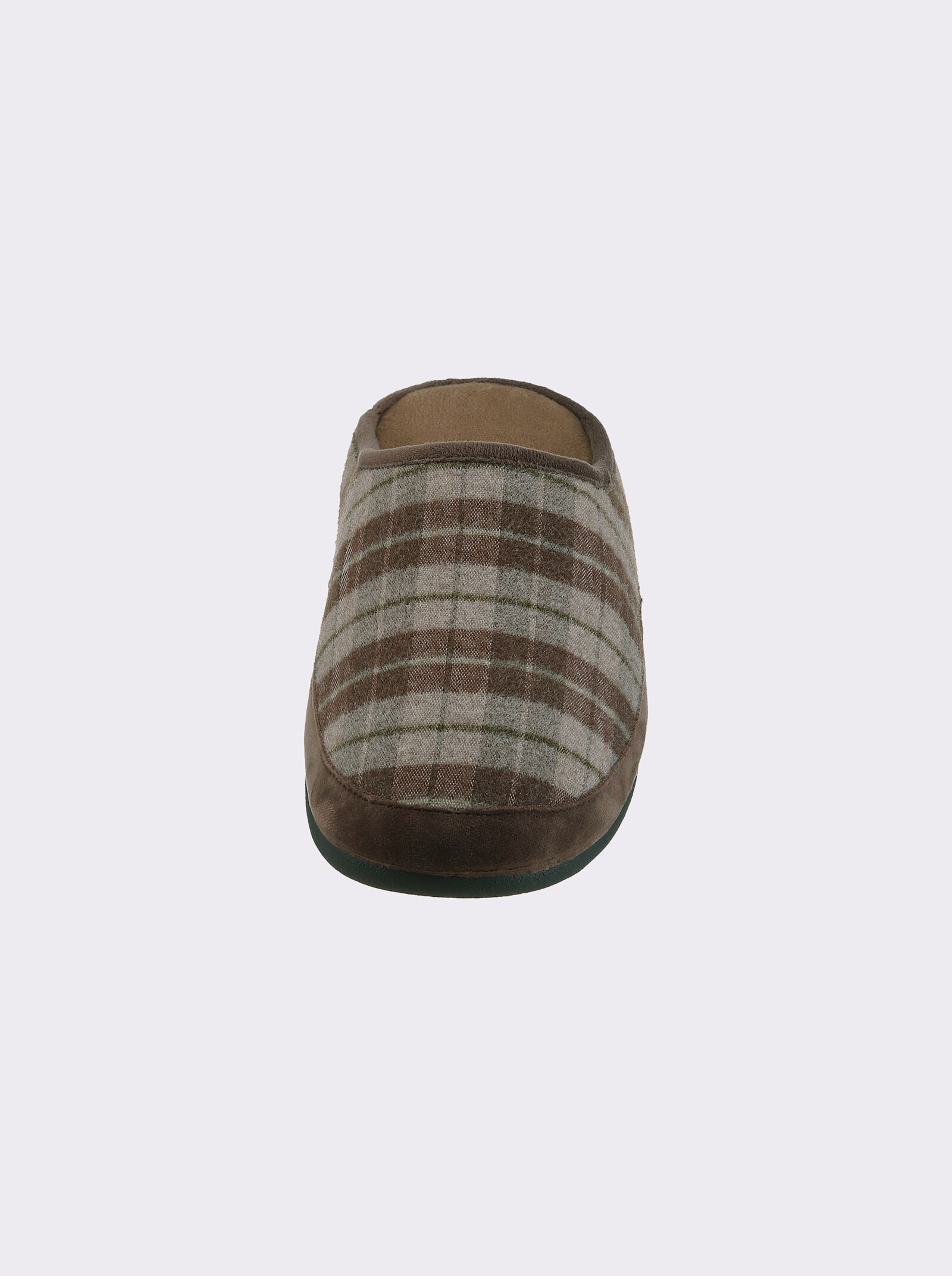 Pantoffel in Textil-Qualität, kariert - braun-kariert