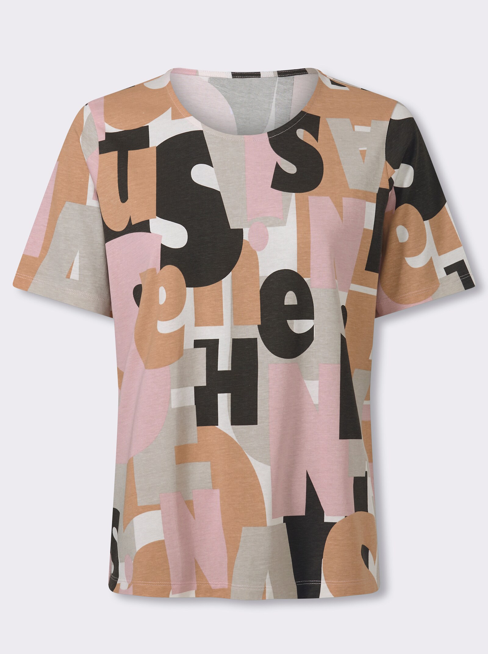 Kurzarmshirt - hortensie-graphit-bedruckt