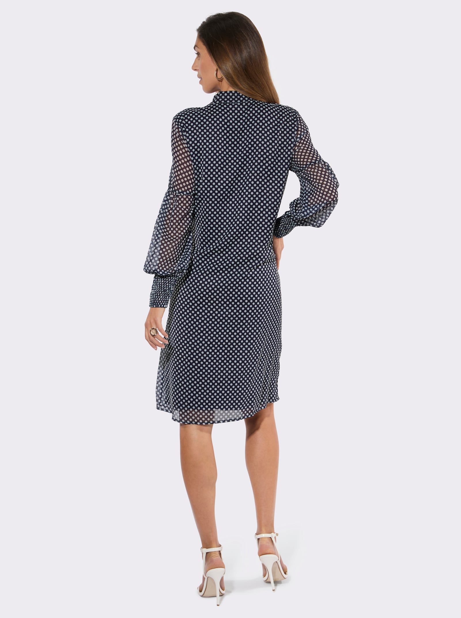 Druckkleid mit Viskose-Futter - marine-ecru-bedruckt