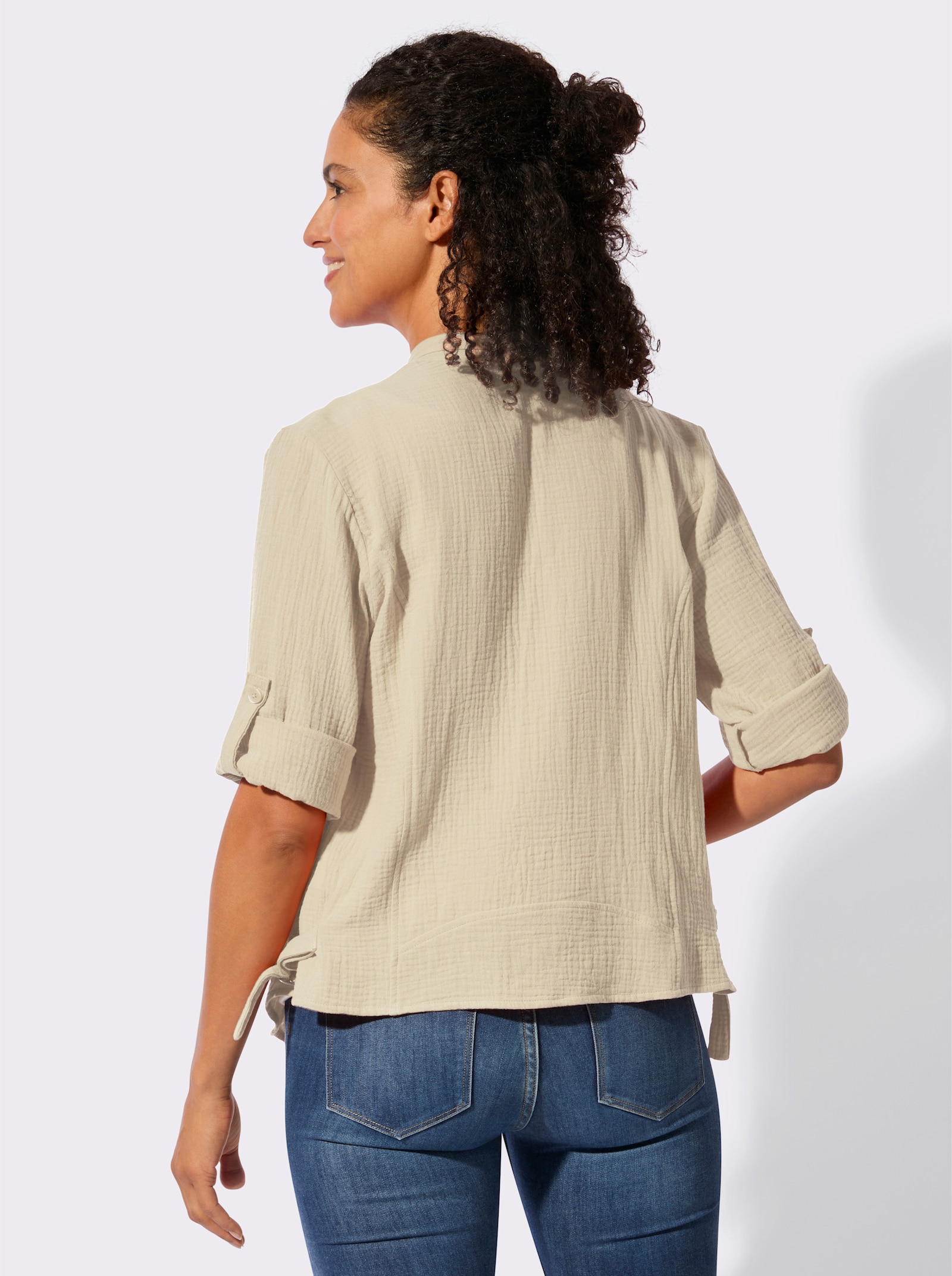 Blusenbolero mit Krempelärmeln - sand